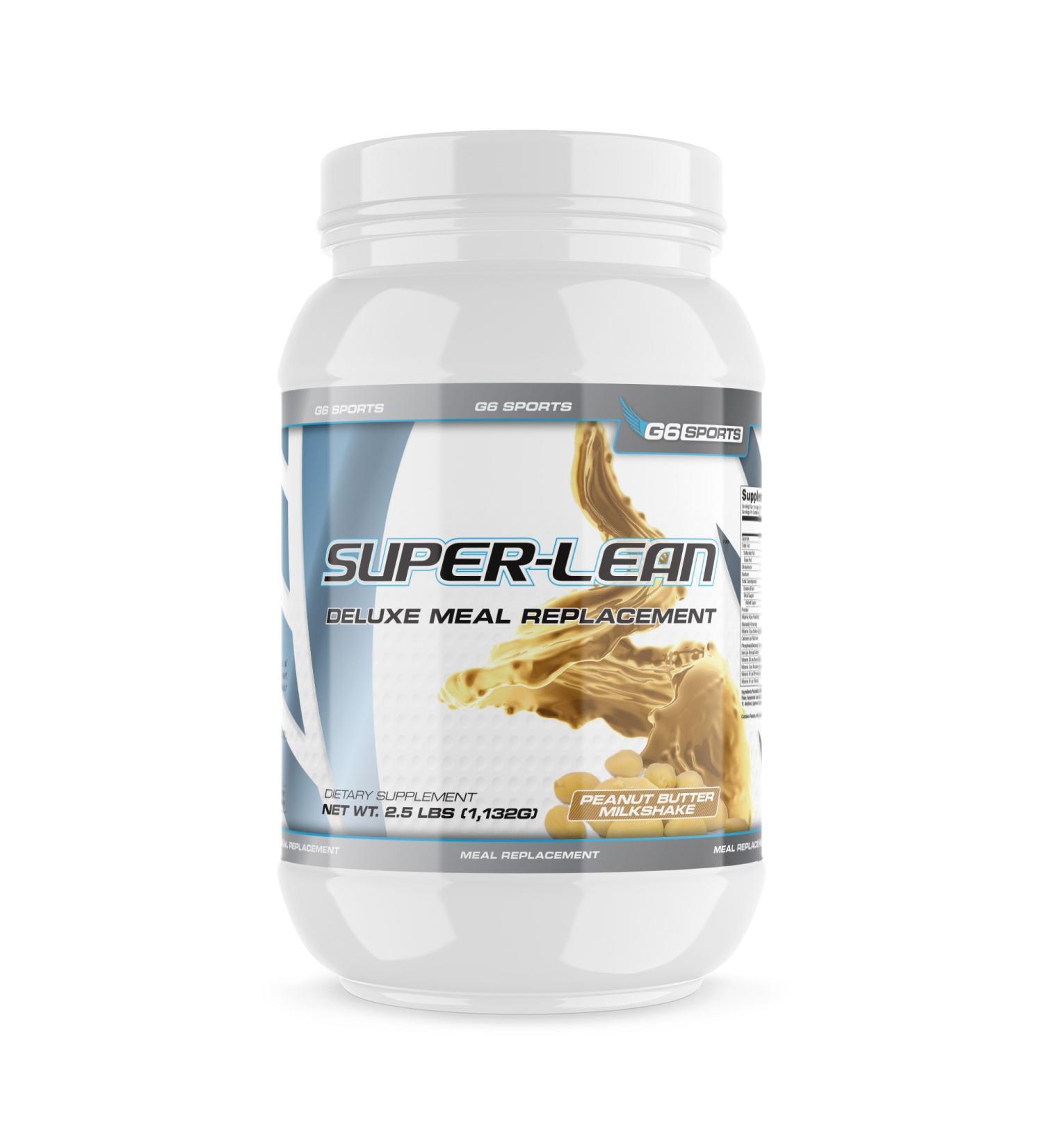 G6 Sports Nutrition Super-Lean Deluxe Meal Replacement (32g Protein 7g Fiber 25 Added Vitamins & Minerals) 2.5lb Jar Peanut Butter Milkshake - Buy Online on GoSupps.com