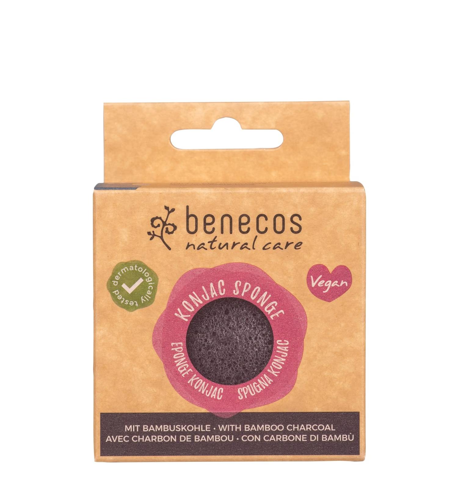 Benecos Natural Cosmetics - Konjac Sponge - Black Bamboo - 100% Biodegradable - Buy Online on GoSupps.com