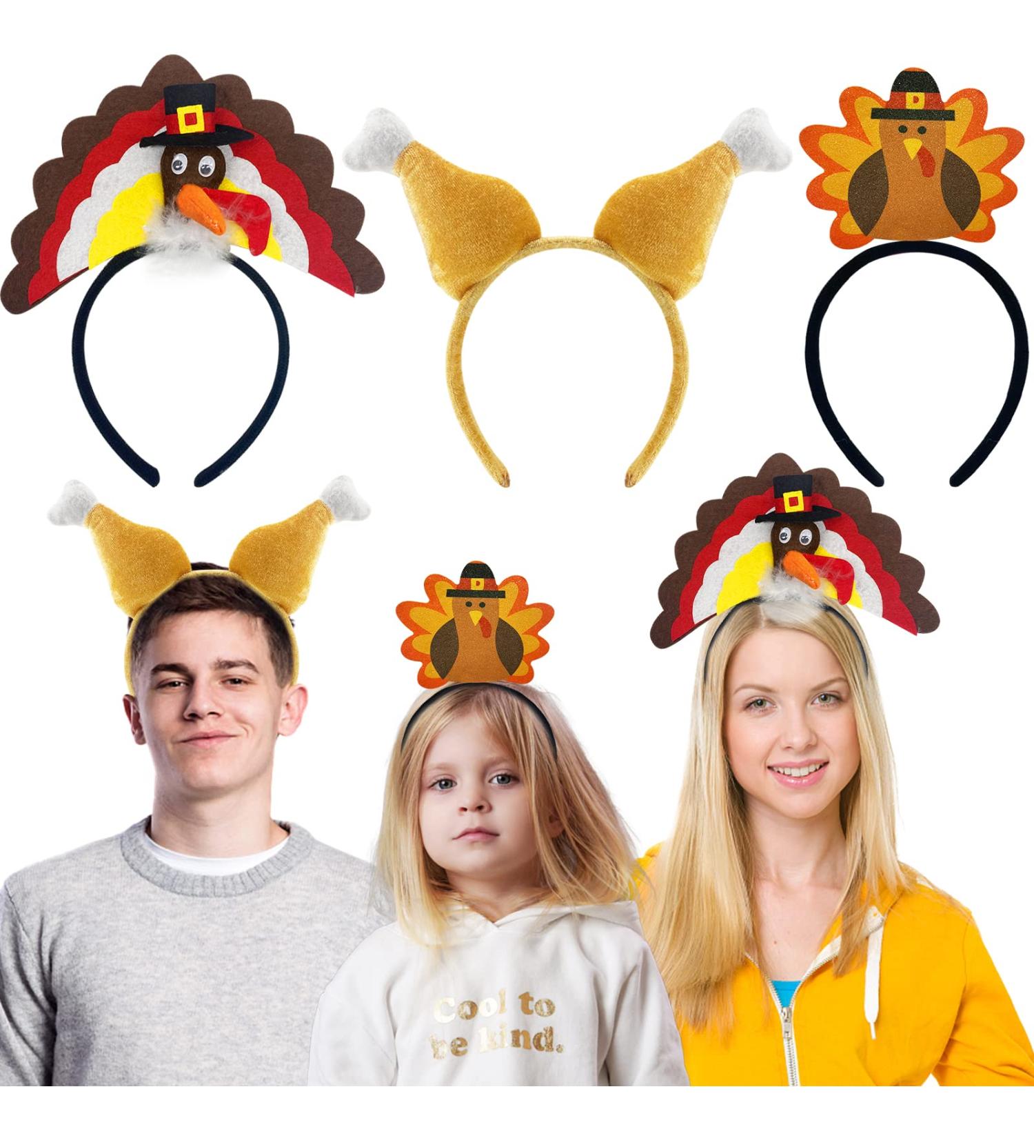 Camlinbo 6 Pcs Thanksgiving Turkey Headbands - Assorted Styles for Costume Party Favors and Accessories - Buy Online on GoSupps.com