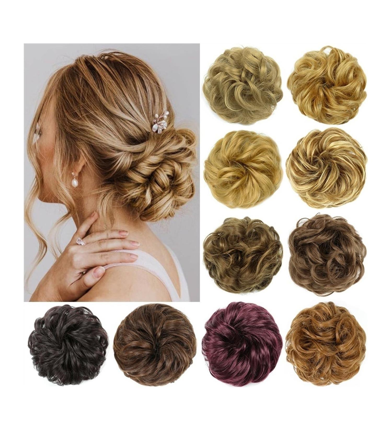 Messy Bun Hair Piece for Women Messy Bun Hair Piece Wavy Curly Scrunchies Rubber Band Synthetic Chignon Ponytail Hair Extensions Thick Updo Hairpieces for Women Fake Hair Accessories for Women Girls 6AH613 - Buy Online on GoSupps.com