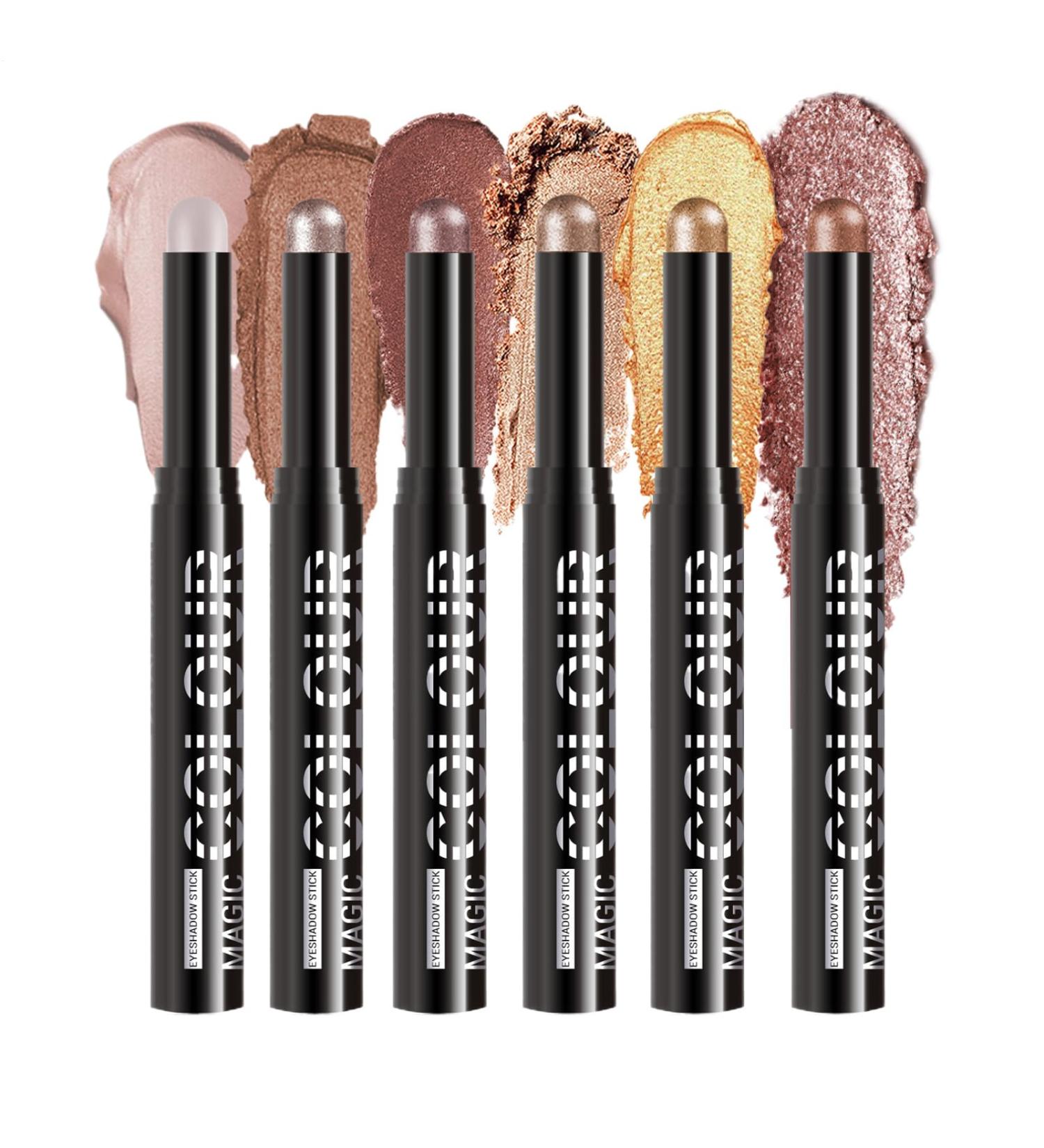 Jubilofex Stick eyeshadow Shimmer Eye Beauty Pen 6 Colors Smoothing Long Lasting Cream Eyeshadow Stick for Wedding Suit Holiday Party Travel - Buy Online on GoSupps.com