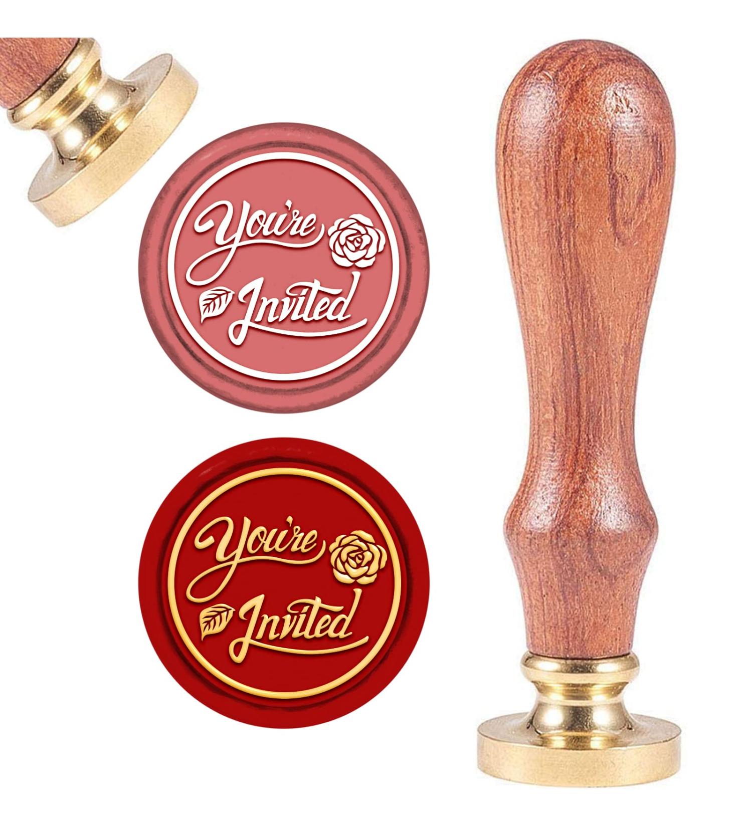 CRASPIRE You're Invited Wax Seal Stamp Invited Vintage Sealing Wax Stamps Retro 25mm Removable Brass Seal Stamp with Wood Handle for Wedding Invitations Envelopes Valentine's Day Craft Adhesive Waxing 25mm-you're Invited - Buy Online on GoSupps.com