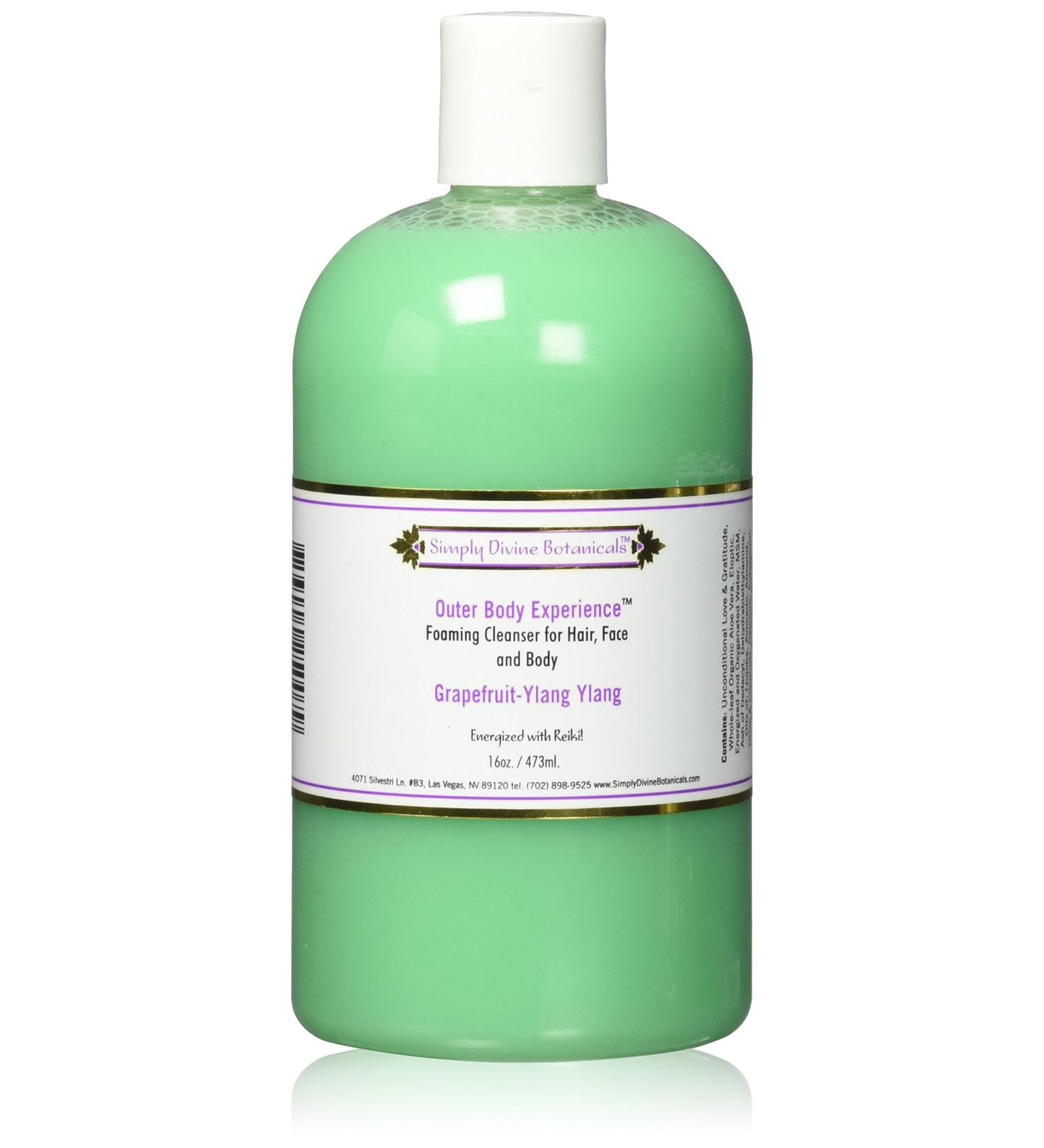 Simply Divine Botanicals Outer Body Experience Natural Foaming Cleanser for Body Face and Hair 16 oz (Grapefruit-Ylang Ylang)