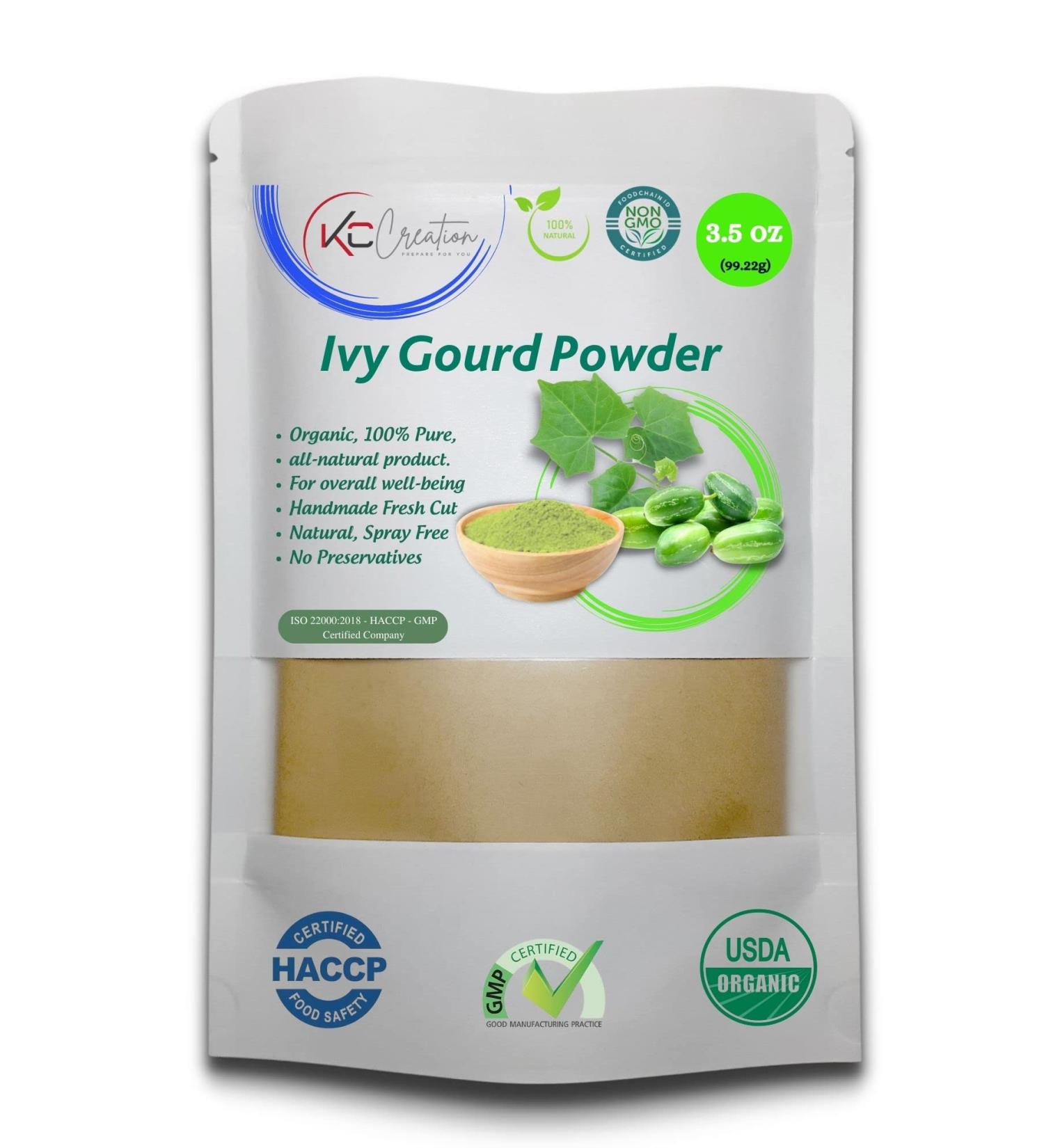 Organic Ivy Gourd Leaf Powder - 100% Pure, Fresh, GMO-Free, No Preservatives (3.5oz) - Buy Online on GoSupps.com