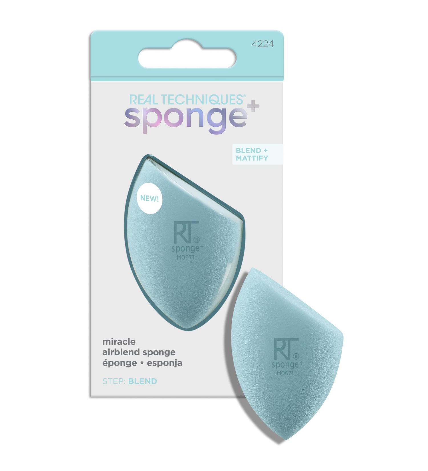 Real Techniques Airblend Beauty Makeup Sponge - Blue Matte Blender for Foundation & Cream Products - Medium to Full Coverage, Blends & Mattifies - 1 Count - Buy Online on GoSupps.com