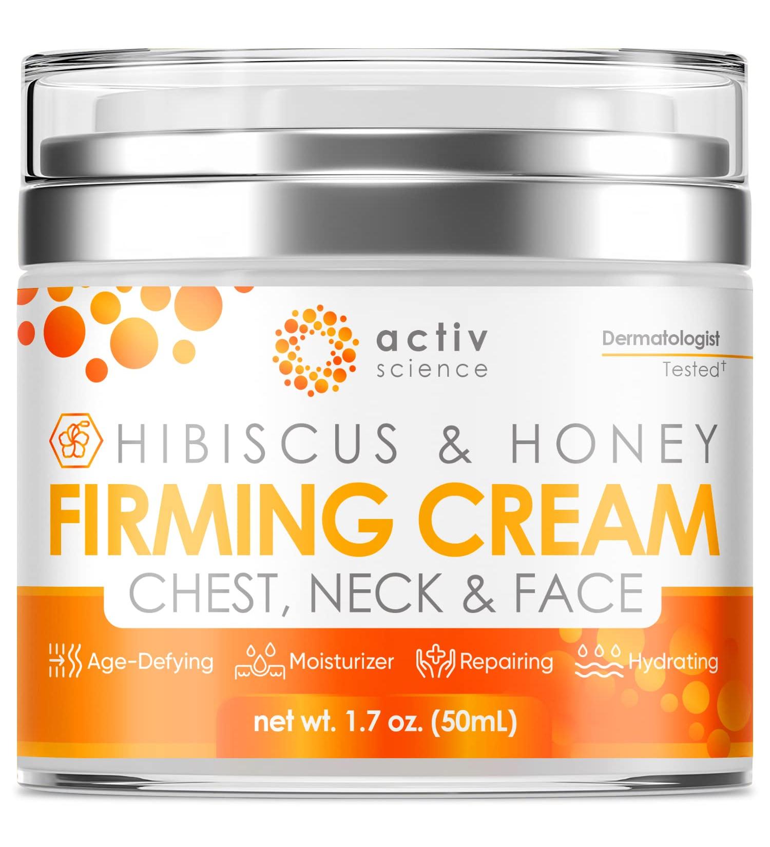 Hibiscus & Honey Firming Neck Cream | Skin Tightening Lotion with Collagen & Hyaluronic Acid | Reduces Neck Lines | 1.7oz - Buy Online on GoSupps.com