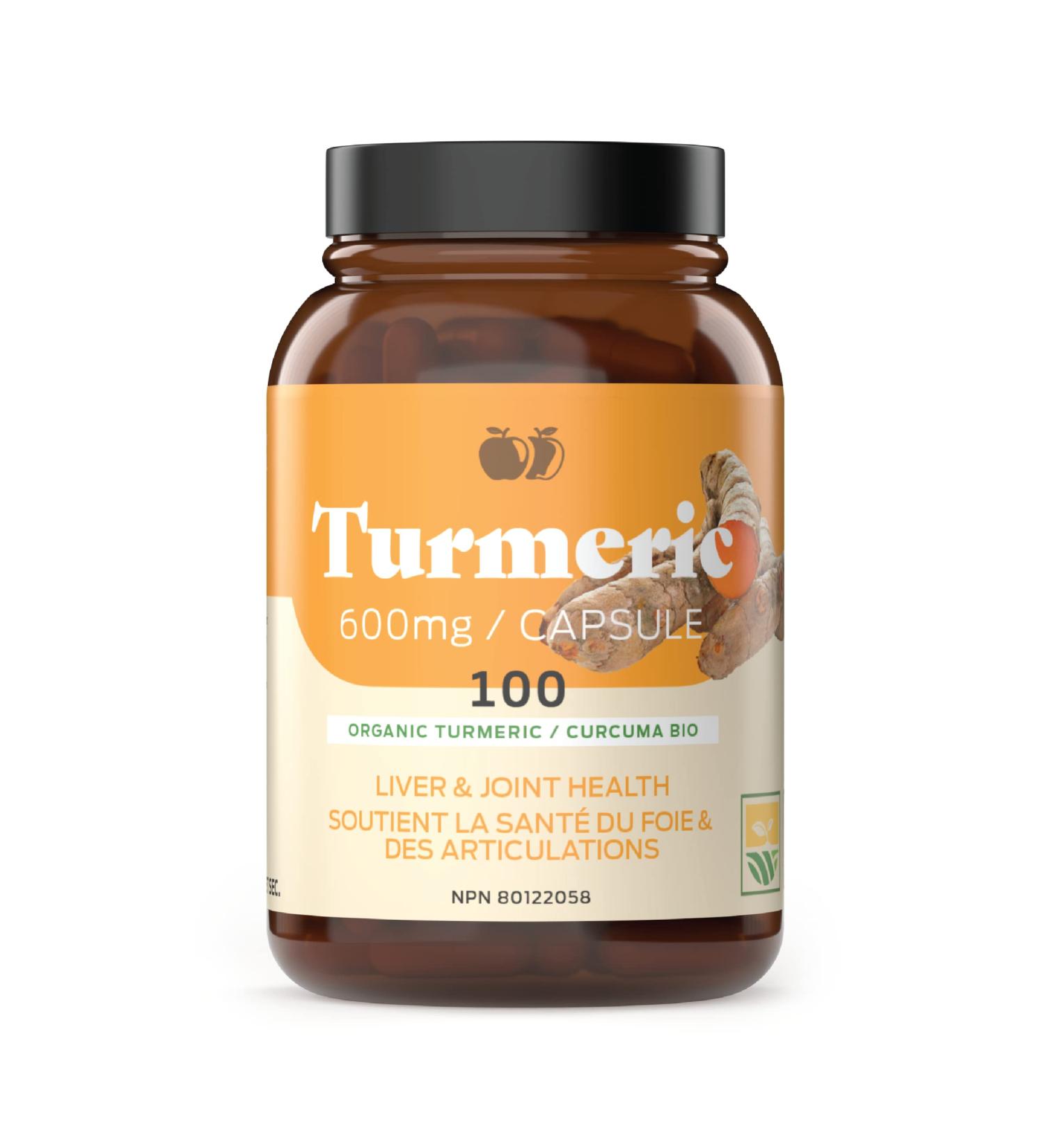 Organic Turmeric Capsules - 600mg Pure Curcumin Root Powder Supplement for Gallbladder & Liver Support - 100 Capsules - Buy Online on GoSupps.com