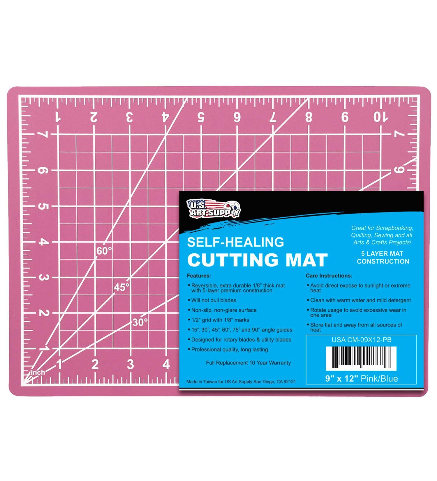 US Art Supply 9x12 Pink/Blue Self Healing Cutting Mat - Professional 5-Ply Double Sided Non-Slip Mat for Scrapbooking, Quilting, Sewing & Crafts - Buy Online on GoSupps.com