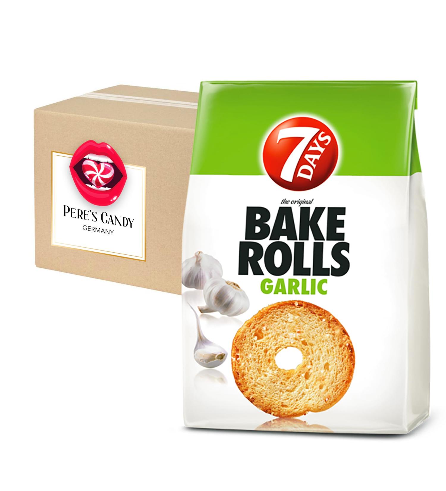 7 Days Garlic Bake Rolls Bread Chips 7-Pack | Crispbread Snacks from Pere's Candy Box - Perfect Gift Idea - Buy Online on GoSupps.com