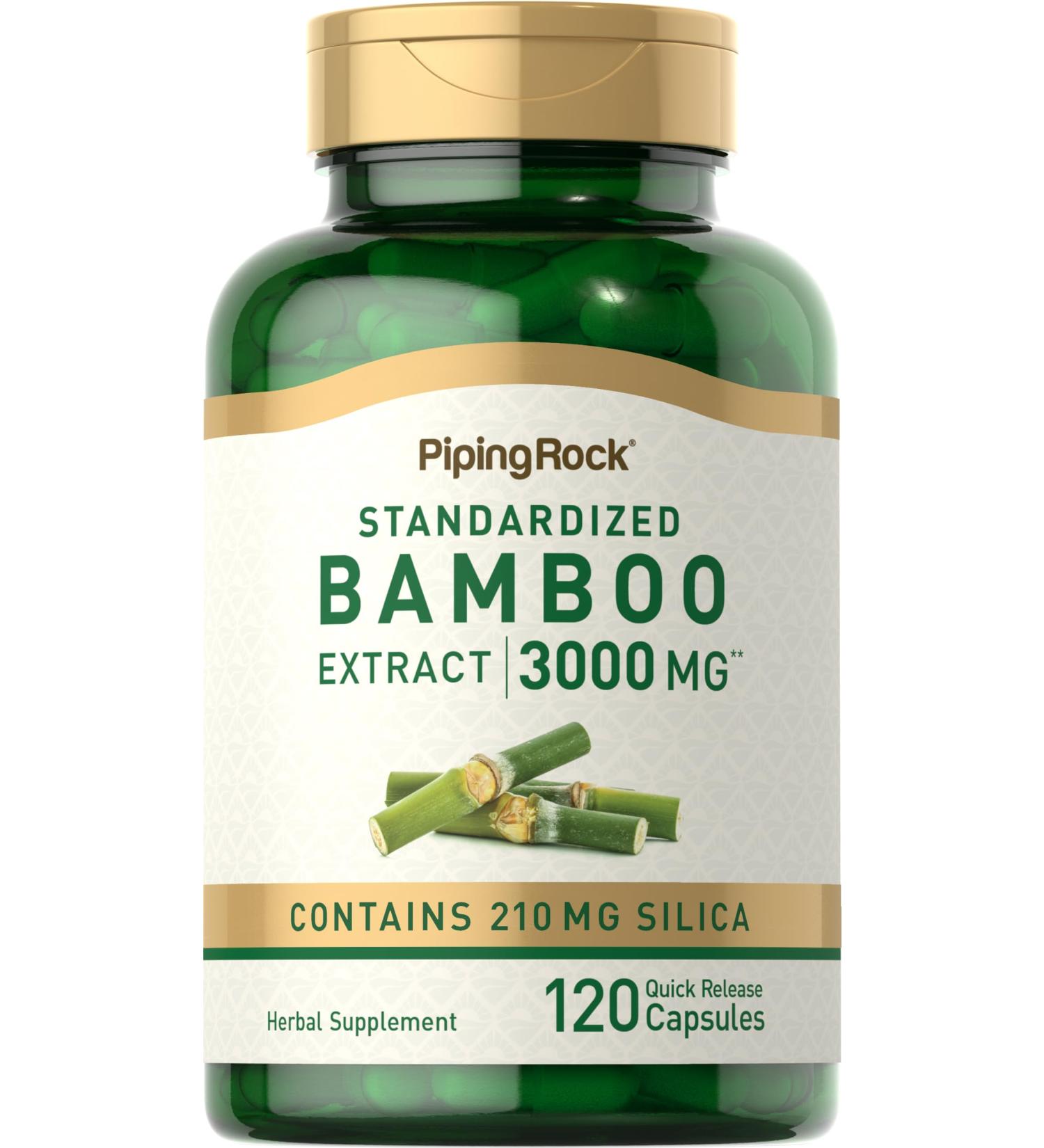 Piping Rock Bamboo Extract 3000mg | 120 Capsules Herbal Supplement | Non-GMO & Gluten-Free - Buy Online on GoSupps.com