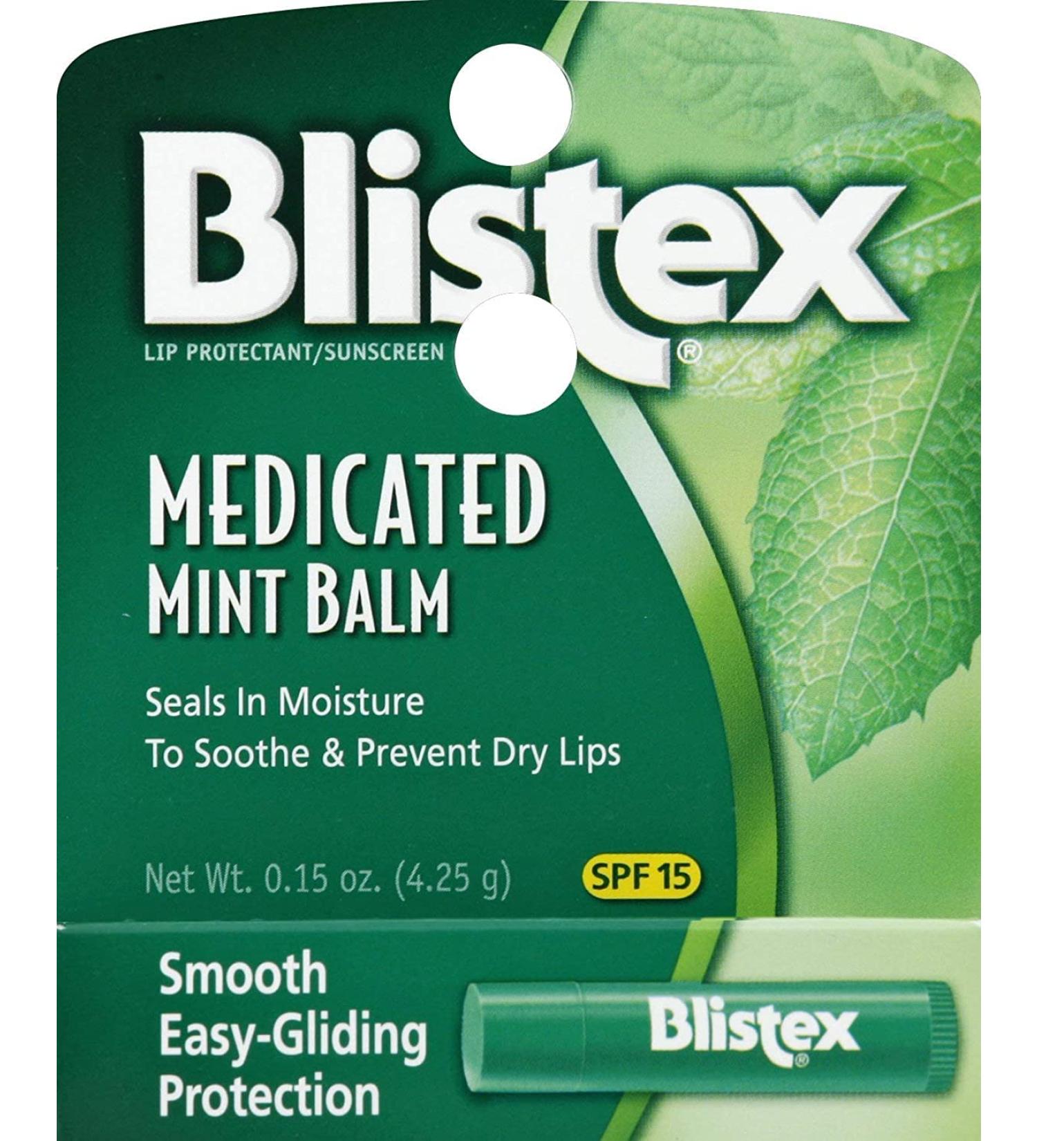 Blistex Medicated Mint Balm 0.15 Oz - Soothing Lip Care for Dry Cracked Lips | International Shipping - Buy Online on GoSupps.com