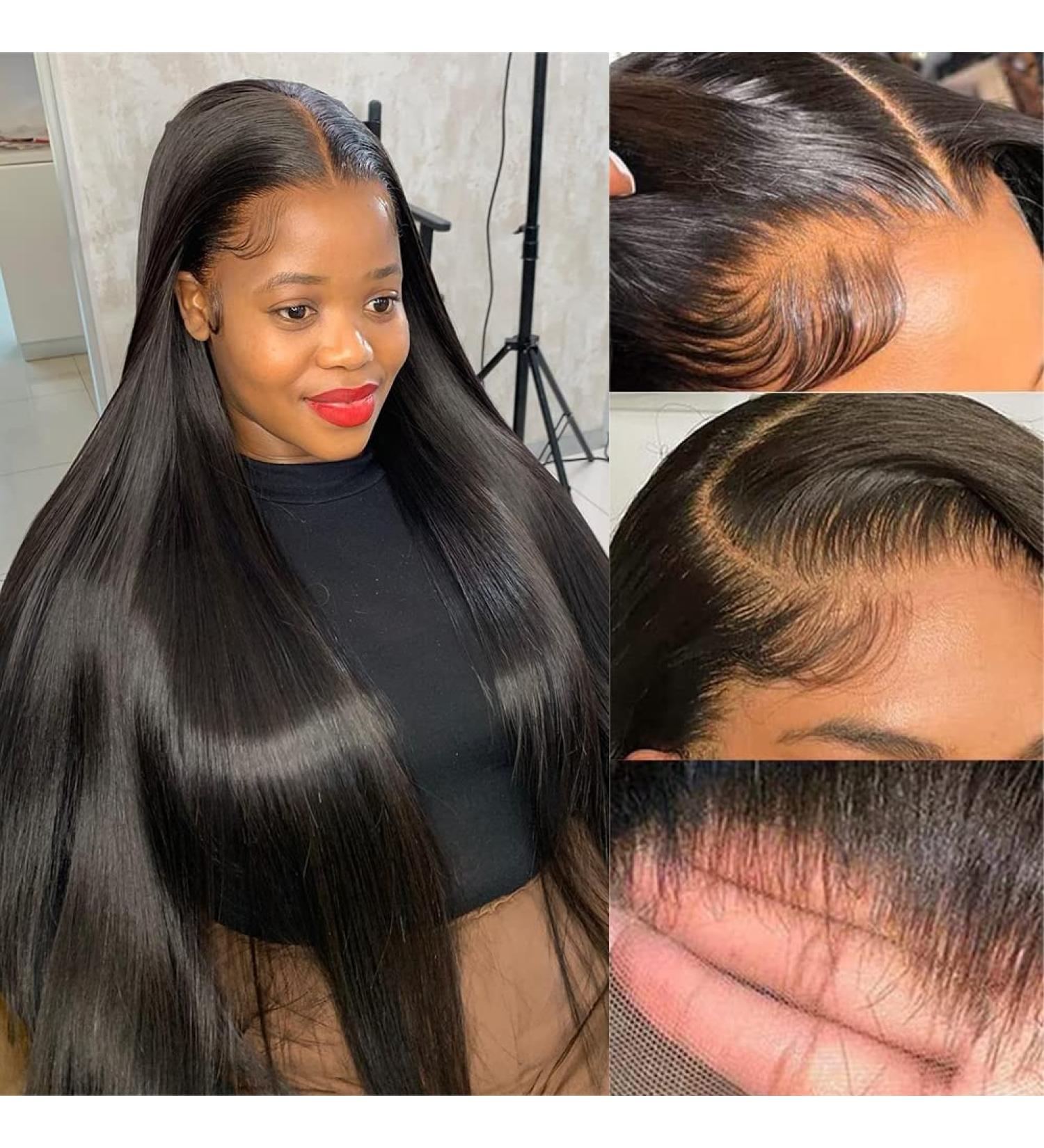 Brazilian Virgin 26 Inch HD Lace Front Wig | Pre Plucked, 160% Density, Straight Human Hair | Bleached Knots, Transparent Lace | For Black Women - Buy Online on GoSupps.com