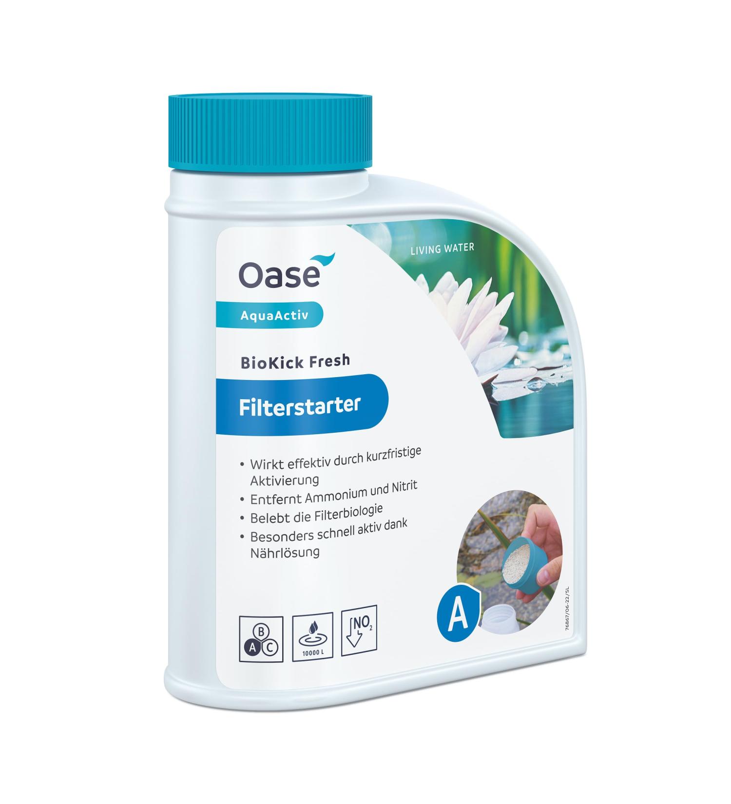 OASE 43145 Aquaactiv Biokick Fresh 500 ml - Starter Bacteria for Ponds Fish Ponds & Swimming Ponds | Optimizes Water Quality for 10 000 L - Buy Online on GoSupps.com