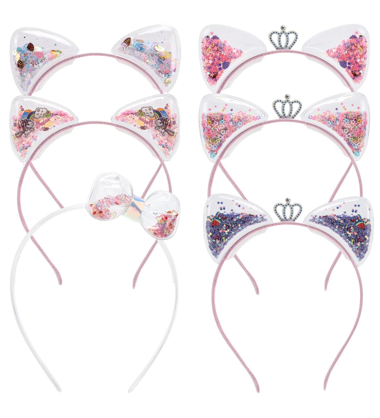 Tbestmax 6 Cat Ear Headbands for Party Costume and Daily Decorations - 6 Pcs Plastic Hair Hoops for Women and Girls - Buy Online on GoSupps.com