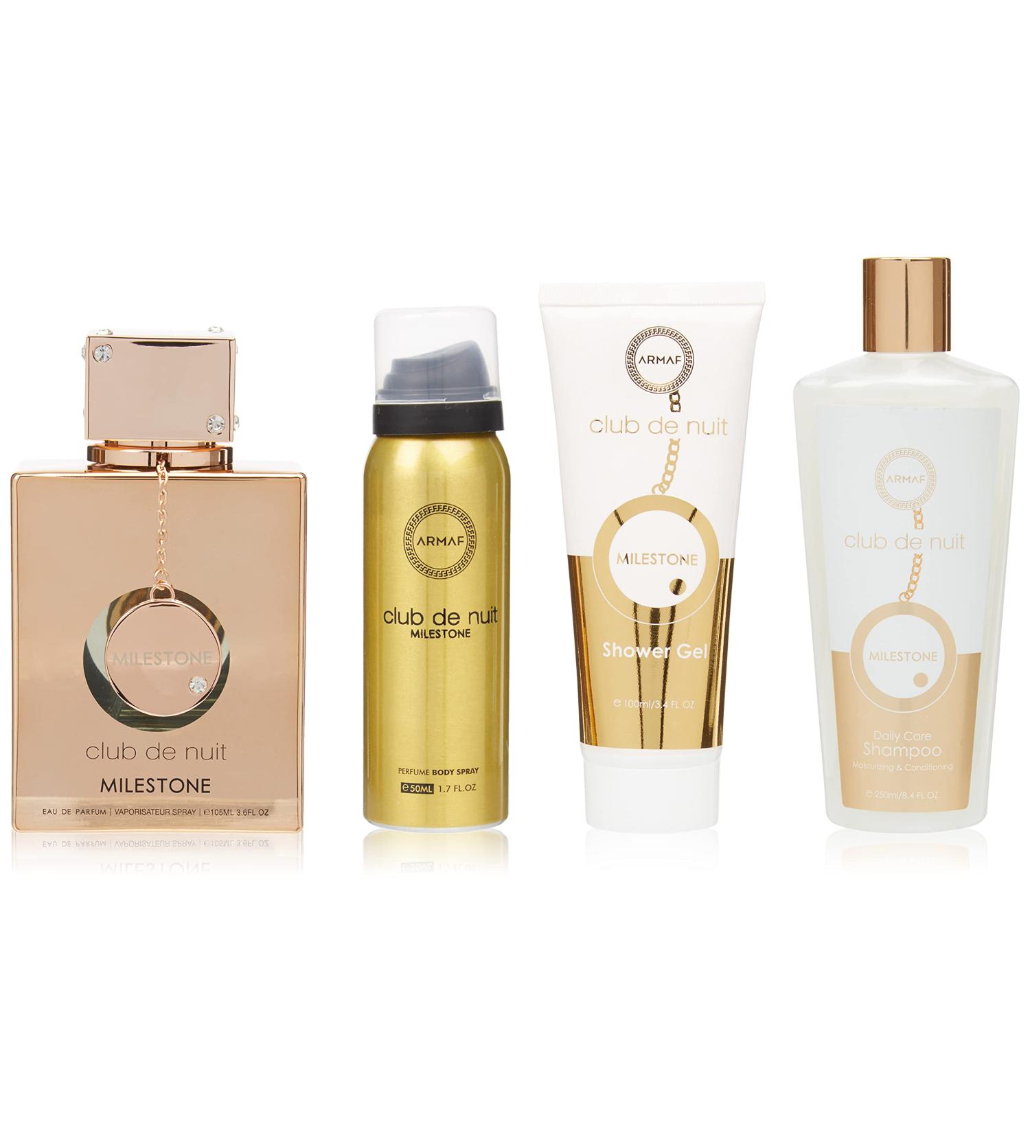 Armaf Club De Nuit Milestone 4-Piece Set for Men (3.4 Oz Eau De Parfum + 3.4 Oz Body Lotion + 1.7 Oz Body Spray + 8.4 Body Mist) - Buy Online on GoSupps.com