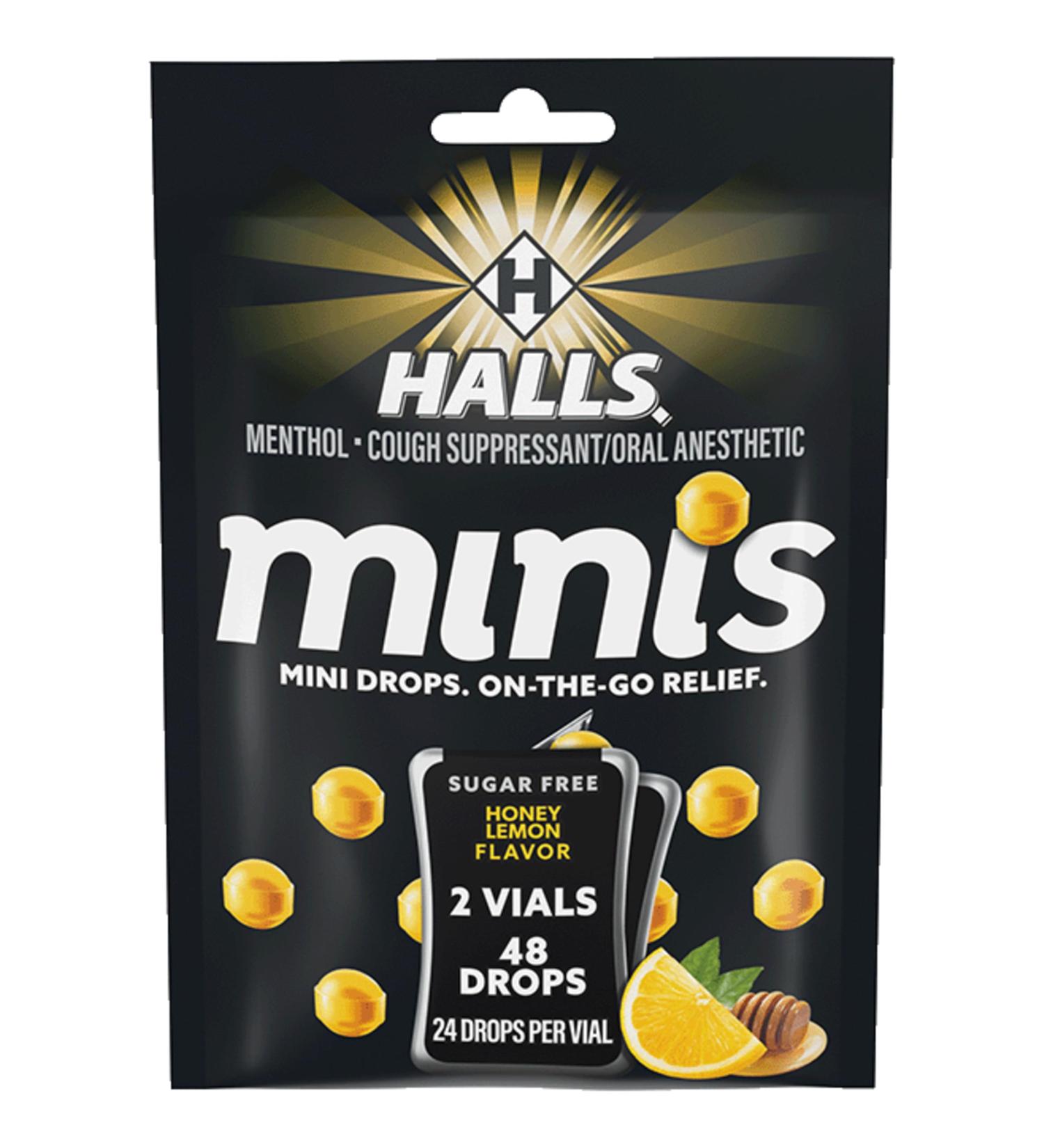 Halls Minis Honey Lemon Flavor Sugar Free Cough Drops 48 Drops - Buy Online on GoSupps.com