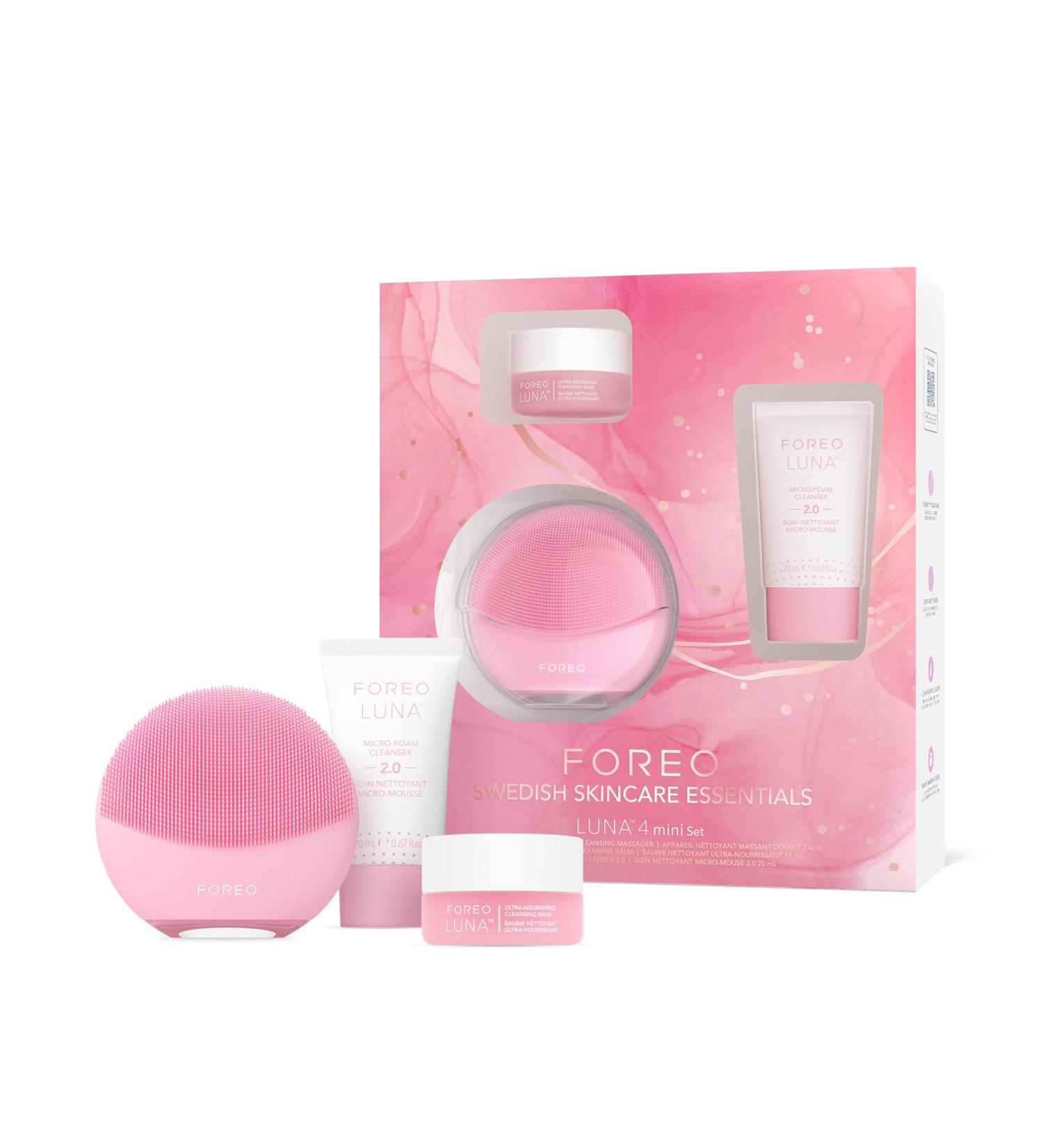 FOREO LUNA 4 Mini Set: Face Cleansing Brush & Massager + Cleansing Balm & Micro-Foam Cleanser - Perfect Facial Care for All Skin Types - Buy Online on GoSupps.com