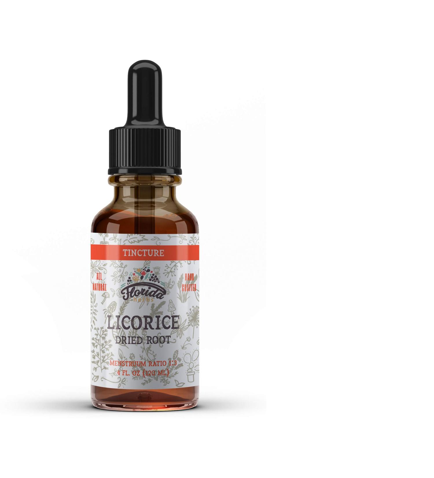 Licorice Tincture Organic Licorice Extract (Glycyrrhiza Glabra) Dried Root Herbal Supplement Non-GMO in Cold-Pressed Organic Vegetable Glycerin 4 oz 670 mg 4 fl oz (Pack of 1)