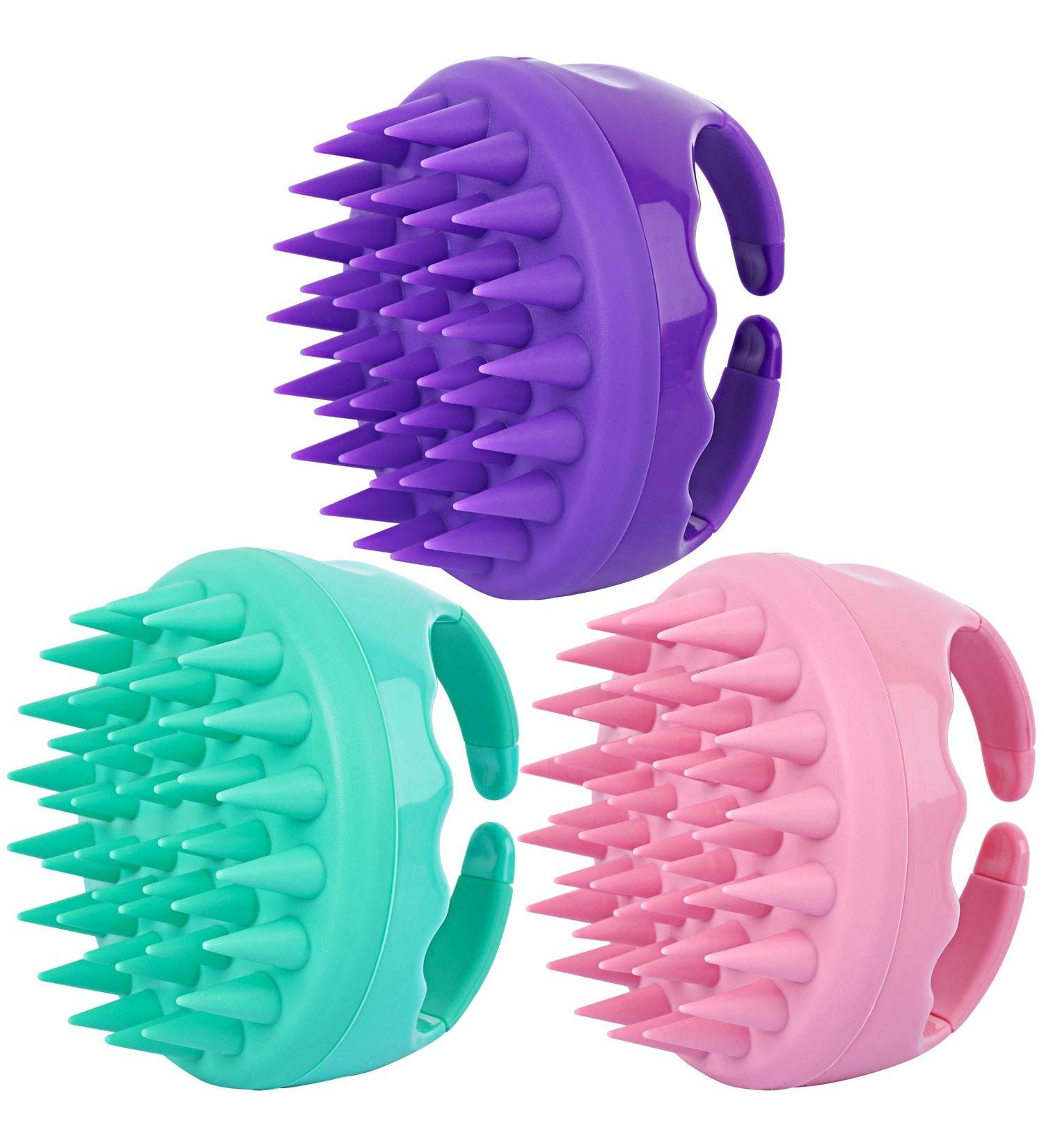 3-Piece Silicone Hair Scalp Massager Set - Shower Scrubber for Dandruff Removal in Multi Colors - Buy Online on GoSupps.com