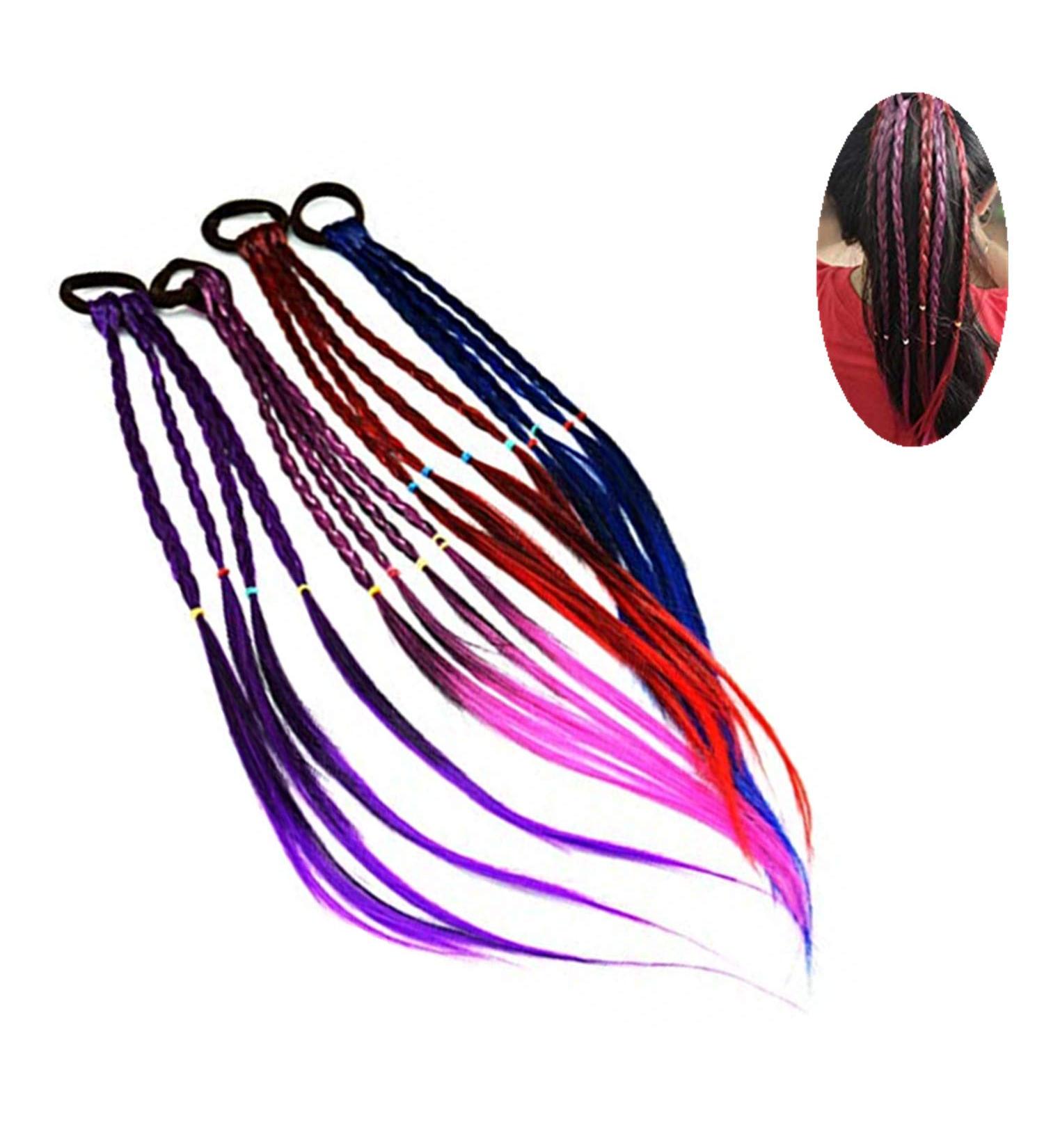 16-Piece Women's Hair Accessories Set - Stretch Elastics Colorful Hair Ties & Ropes Wig Decor - Red Blue Purple Rose Red - Buy Online on GoSupps.com