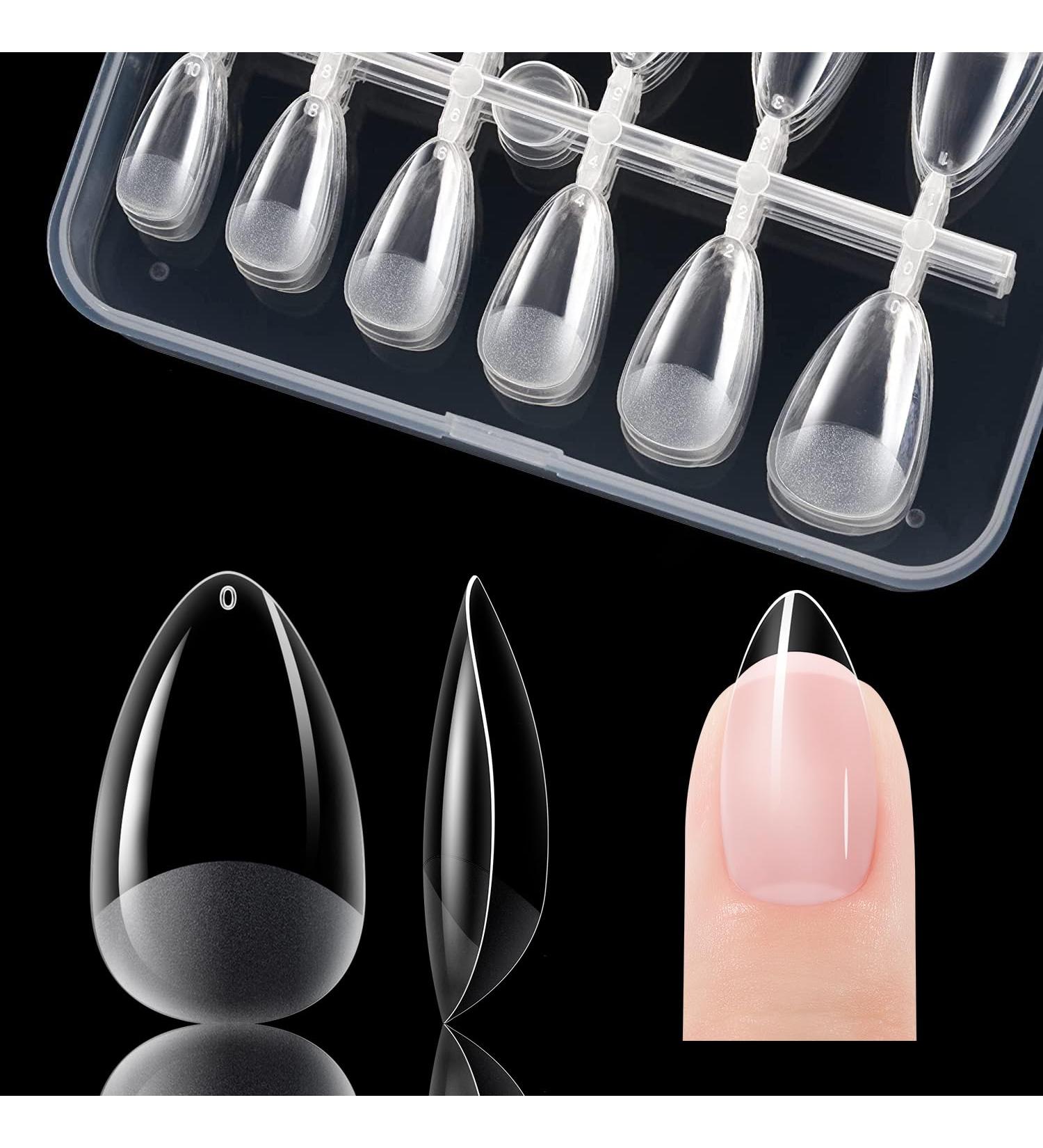 Gelike EC Short Almond Nail Tips - 120 Pieces | Pre-Polished PMMA Resin Artificial Nails | 12 Sizes for Women & Salons - Buy Online on GoSupps.com