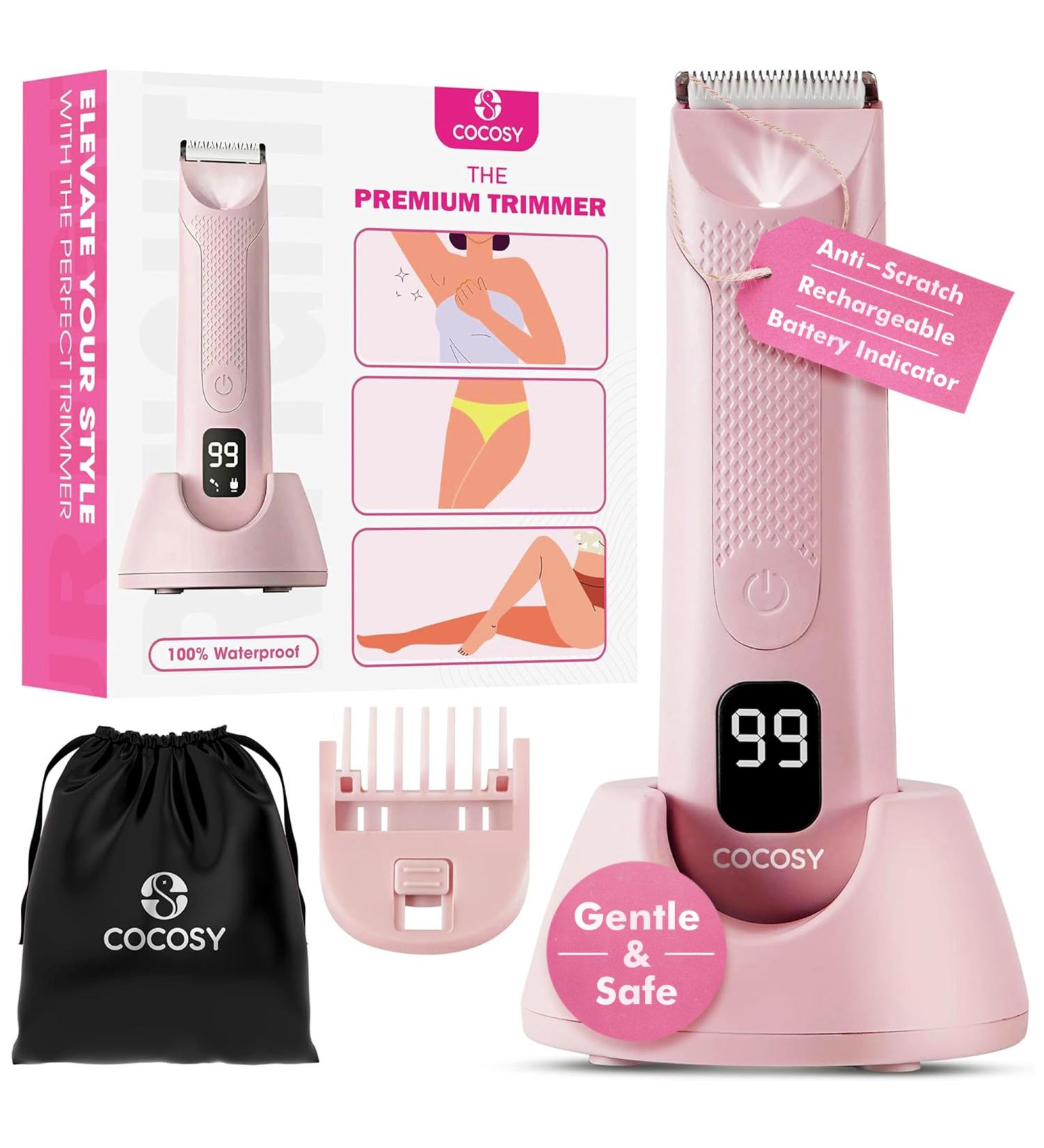 Bikini Trimmer for Women - Waterproof Electric Shaver with Ceramic Blade Rechargeable Dock & Travel Pouch | Best Female Hygiene Razor - Buy Online on GoSupps.com