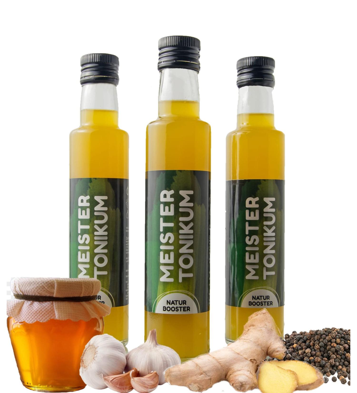 Master Tone Organic Vinegar 3 x 250ml - Natural Vital Drink with Turmeric Lemon Garlic | Immunity Booster Shot & Salad Dressing - Buy Online on GoSupps.com