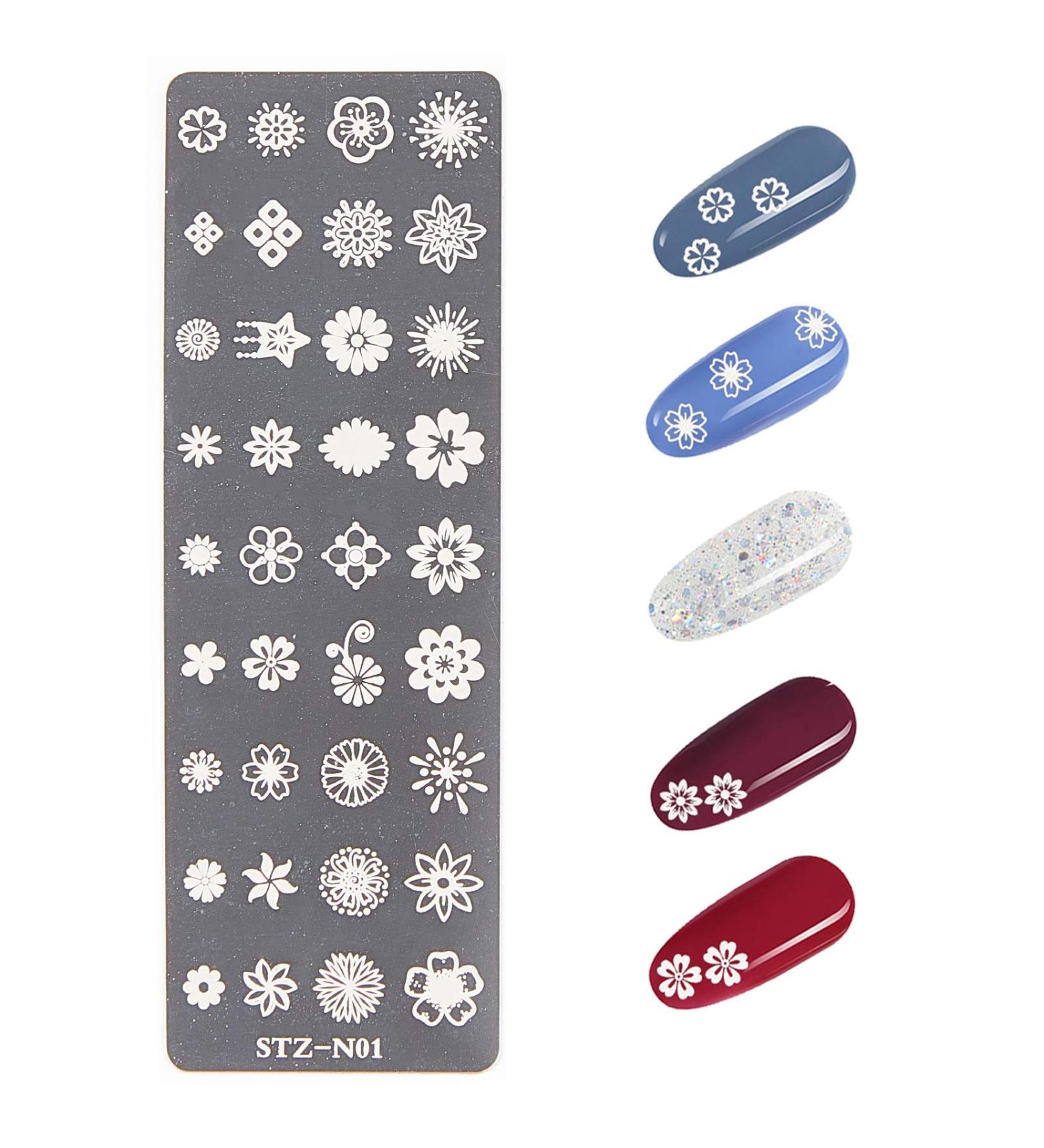 NICENEEDED Nail Art Stamping Plate - 36 Flower Shapes Manicure Template for DIY Nail Design - Buy Online on GoSupps.com