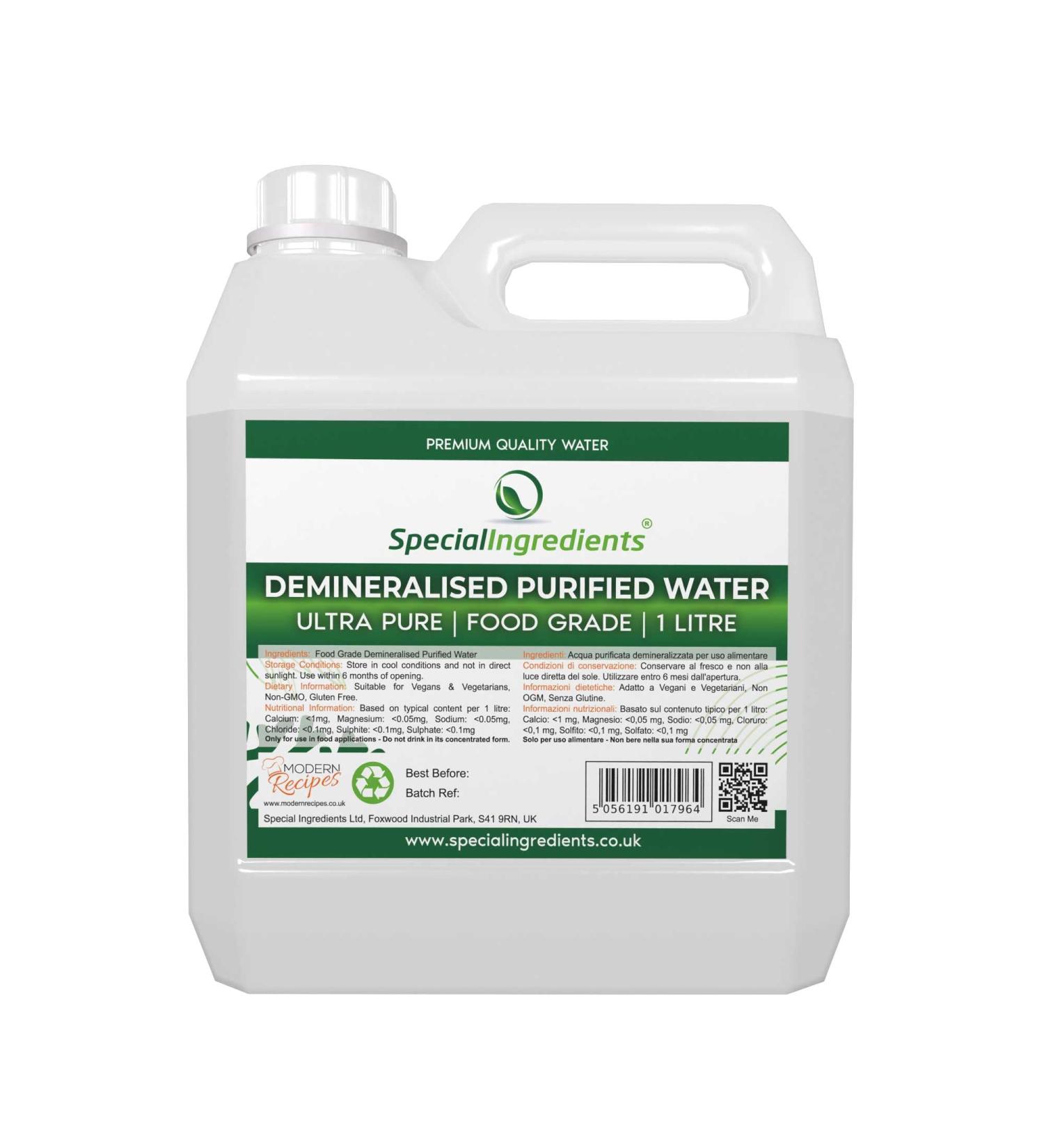 Ultra Pure Demineralised Purified Water H2O - 1 Litre | Vegan, Non-GMO, Gluten Free | Pack of 1 - Buy Online on GoSupps.com