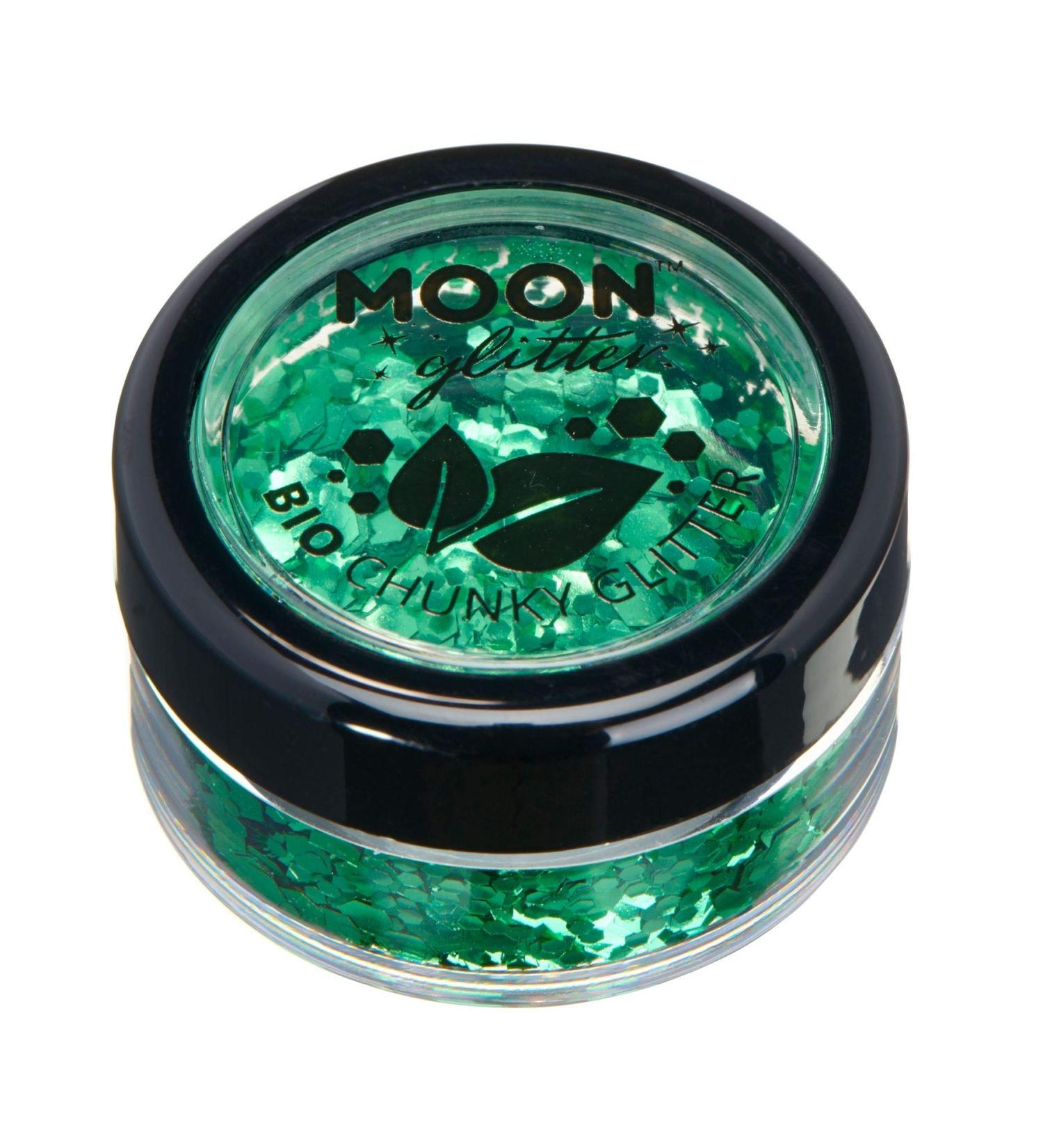 Biodegradable Eco Chunky Glitter by Moon Glitter - Green - 3g | Bio Festival Makeup for Face, Body, Nails, Hair, Lips - Buy Online on GoSupps.com