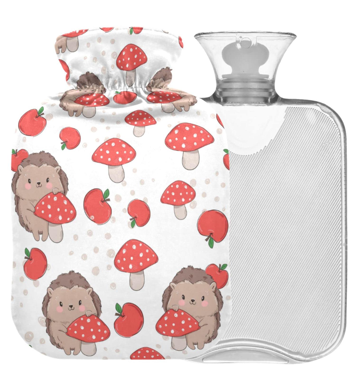 Naanle Hedgehog Mushroom Hot Water Bottle - 2L Large Heat Therapy with Cover | Hand & Foot Pain Relief - Perfect for Cold & Hot Use - Buy Online on GoSupps.com