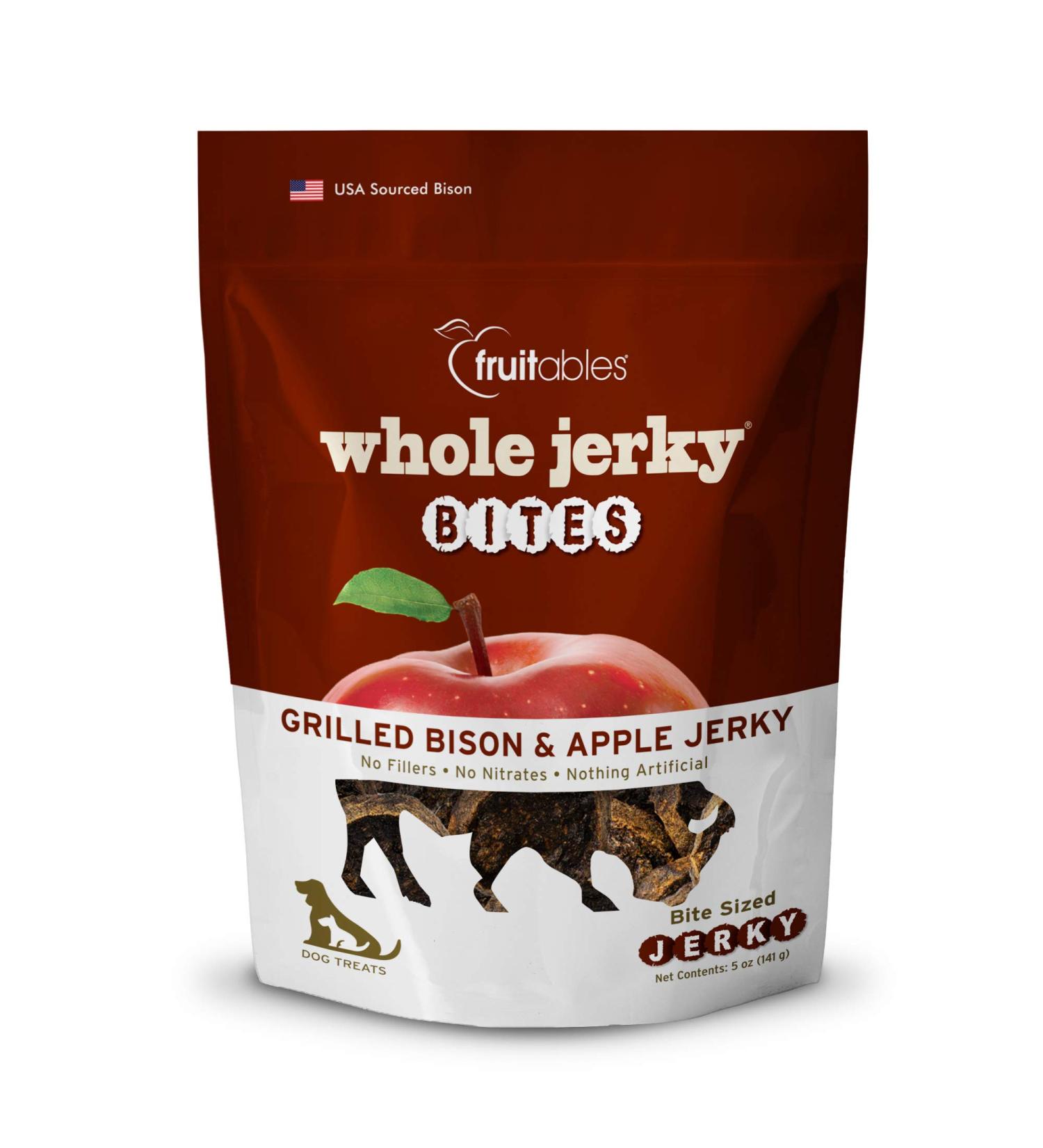 Fruitables Grilled Bison & Apple Jerky Dog Treats - Gluten Free, Grain Free, 5oz - Buy Online on GoSupps.com