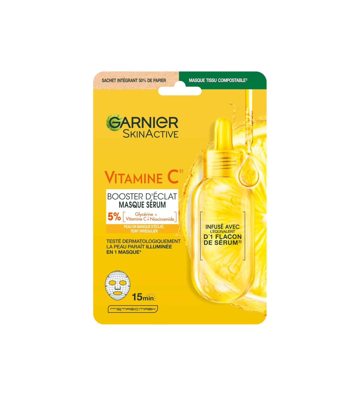 GARNIER Skin Active - Tissue Face Mask - Super Hydrating & Radiance Booster - Vitamin C & Hyaluronic Acid - Vegan & Cruelty Free - Dull Skin Lacking Radiance - x1 - Buy Online on GoSupps.com