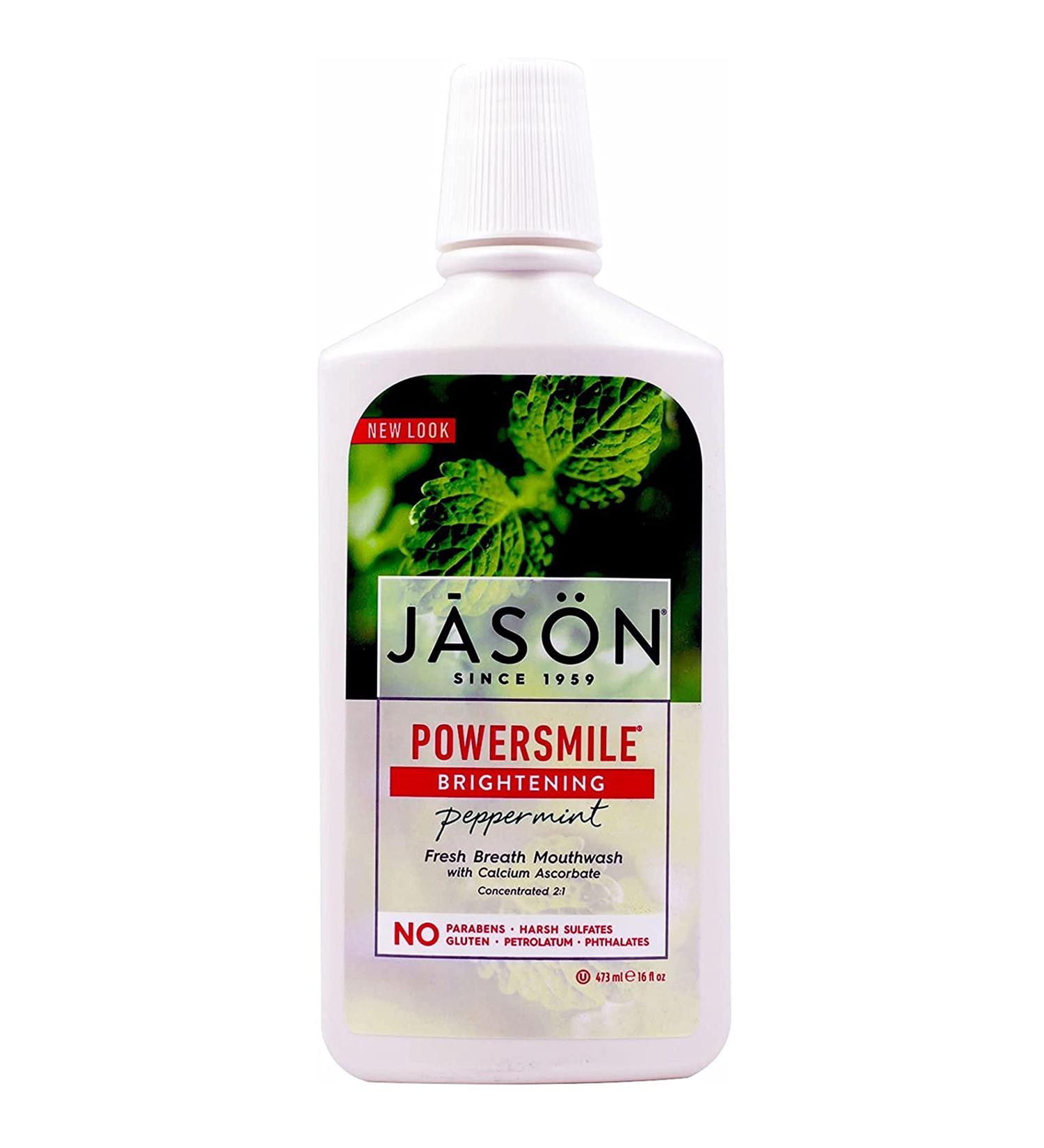 Jason Natural Powersmile Brightening Mouthwash - Peppermint 16 fl oz | Whitening & Fresh Breath Solution - Buy Online on GoSupps.com