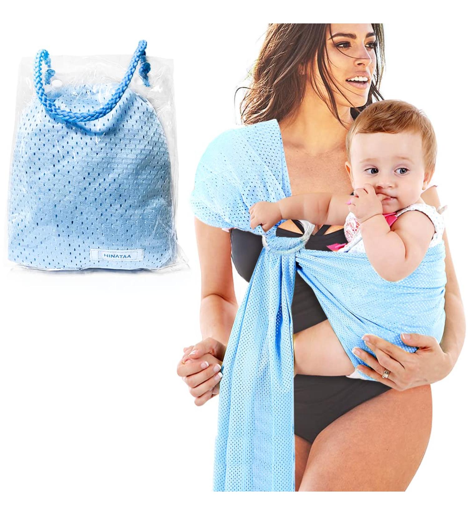 Hinataa Adjustable Baby Wrap Water Ring Sling | Breathable Quick Dry Carrier for Summer Swimming & Beach - Light Blue - Buy Online on GoSupps.com