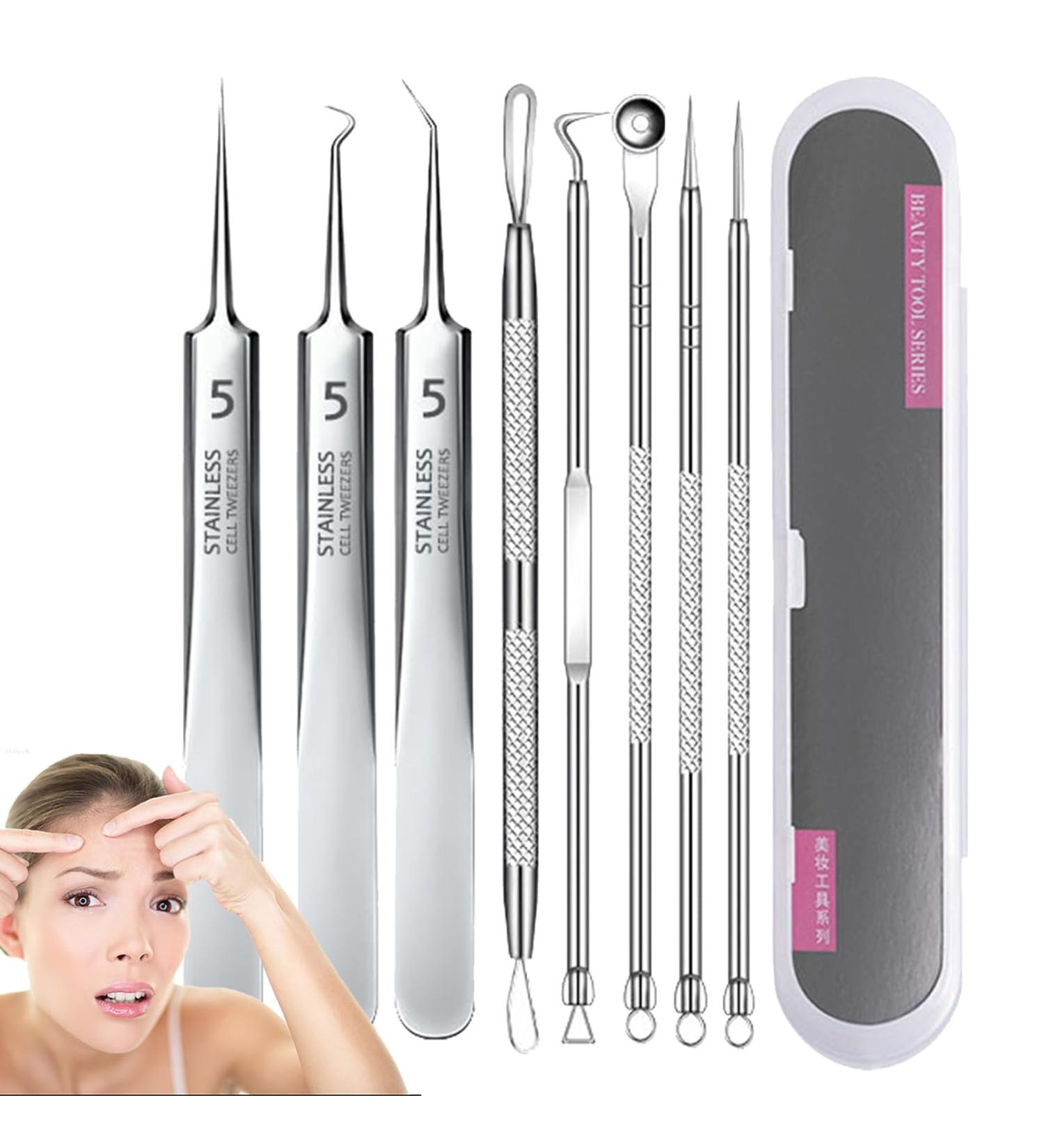 Curved Pimple Tweezers Heavy Duty Pimple Popper Tools for Blackhead | Curved Blackhead Remover Tweezers Blackhead Remover Comedone Extractor with Storage Box for Pimples - Buy Online on GoSupps.com
