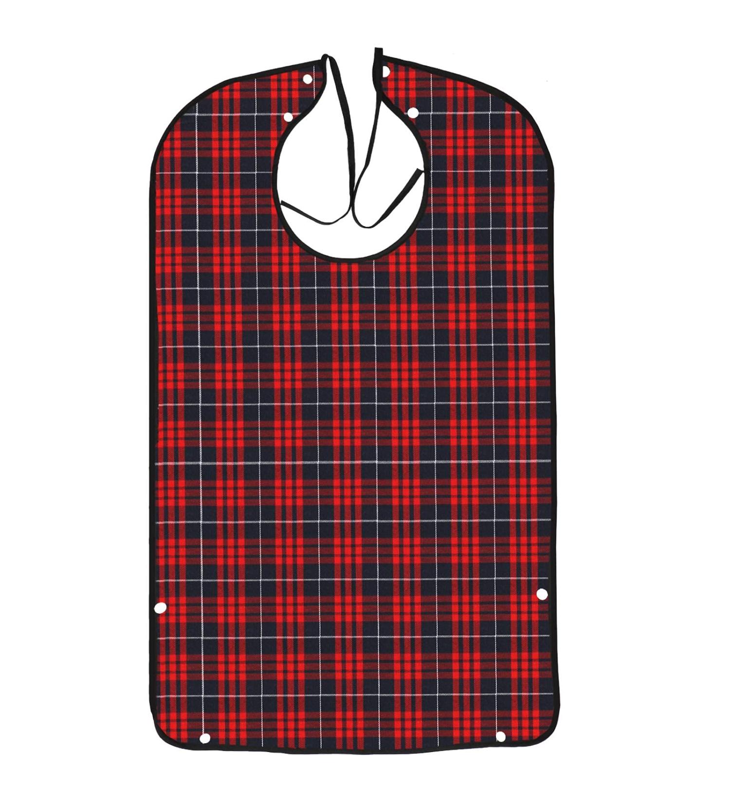 AIEX Waterproof Adult Bibs - Floral Print, Red Checkered - Washable & Reusable - Buy Online on GoSupps.com