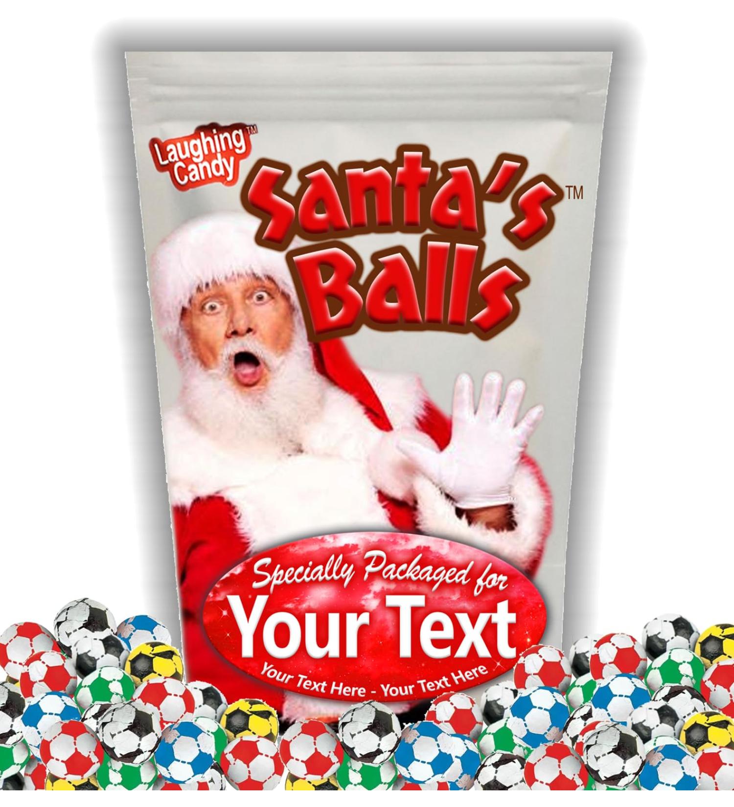 Personalised Bag Of Santa's Balls Delicious Foil Wrapped Chocolate Flavour Footballs for Xmas Christmas gift - Buy Online on GoSupps.com