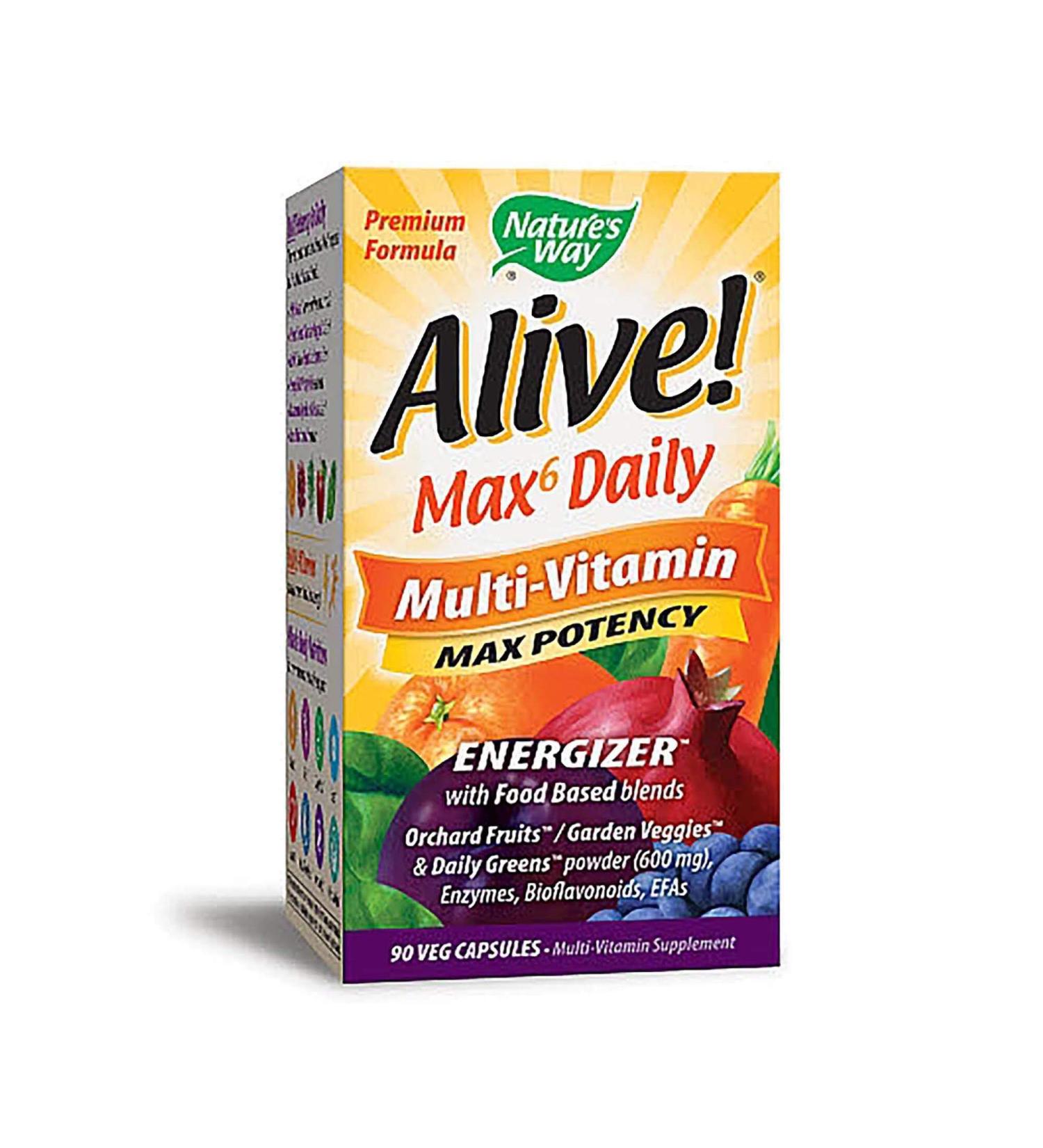 Nature's Way Alive! Max6 Daily Multi-Vitamin - 90 Vegan Capsules - No Iron Added - Buy Online on GoSupps.com