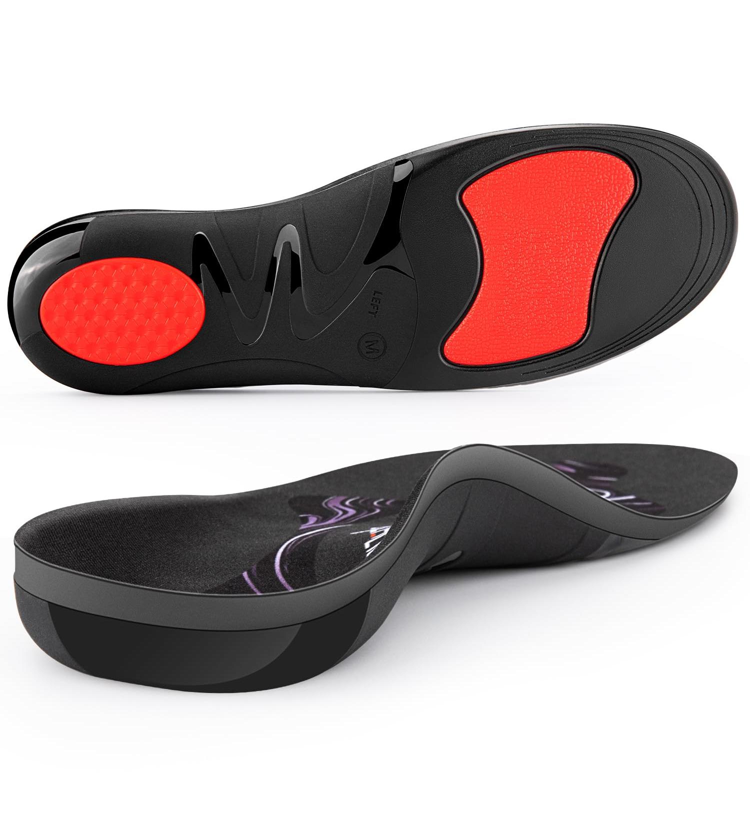 Buy 230+ lbs Plantar Fasciitis High Arch Support Insoles - Relief for Flat Feet & Achilles Tendonitis | Work Boot Shoe Inserts for Men & Women | S Size (Black - Buy Online on GoSupps.com