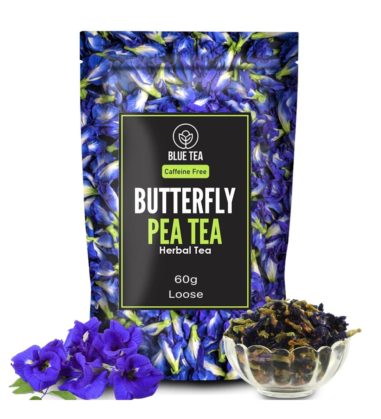 Blue Tea - Butterfly Pea Flower Tea 2.11 Oz (200 Cups) | Farm Packed for Freshness | Natural Food Coloring for Iced Tea, Cocktails, Mocktails | Clitoria Ternatea - Caffeine-Free, Vegan, Non-Toxic | Premium Zipper | Great Gift Option - Buy Online on GoSupps.com