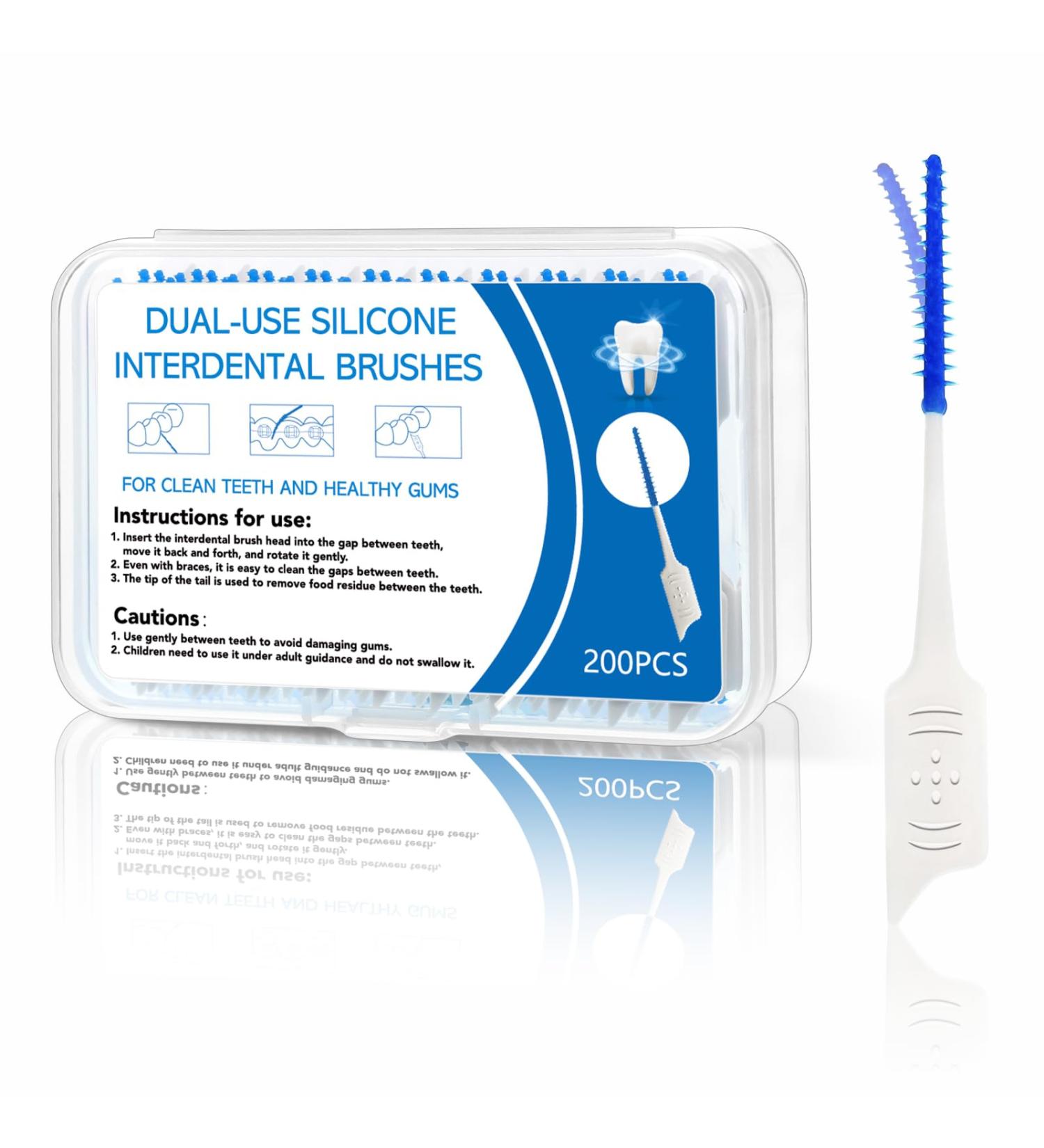 200 Interdental Brushes & Silicone Toothpicks | Dental Cleaning Tools for Teeth | Blue Interdental Brush Set - Buy Online on GoSupps.com