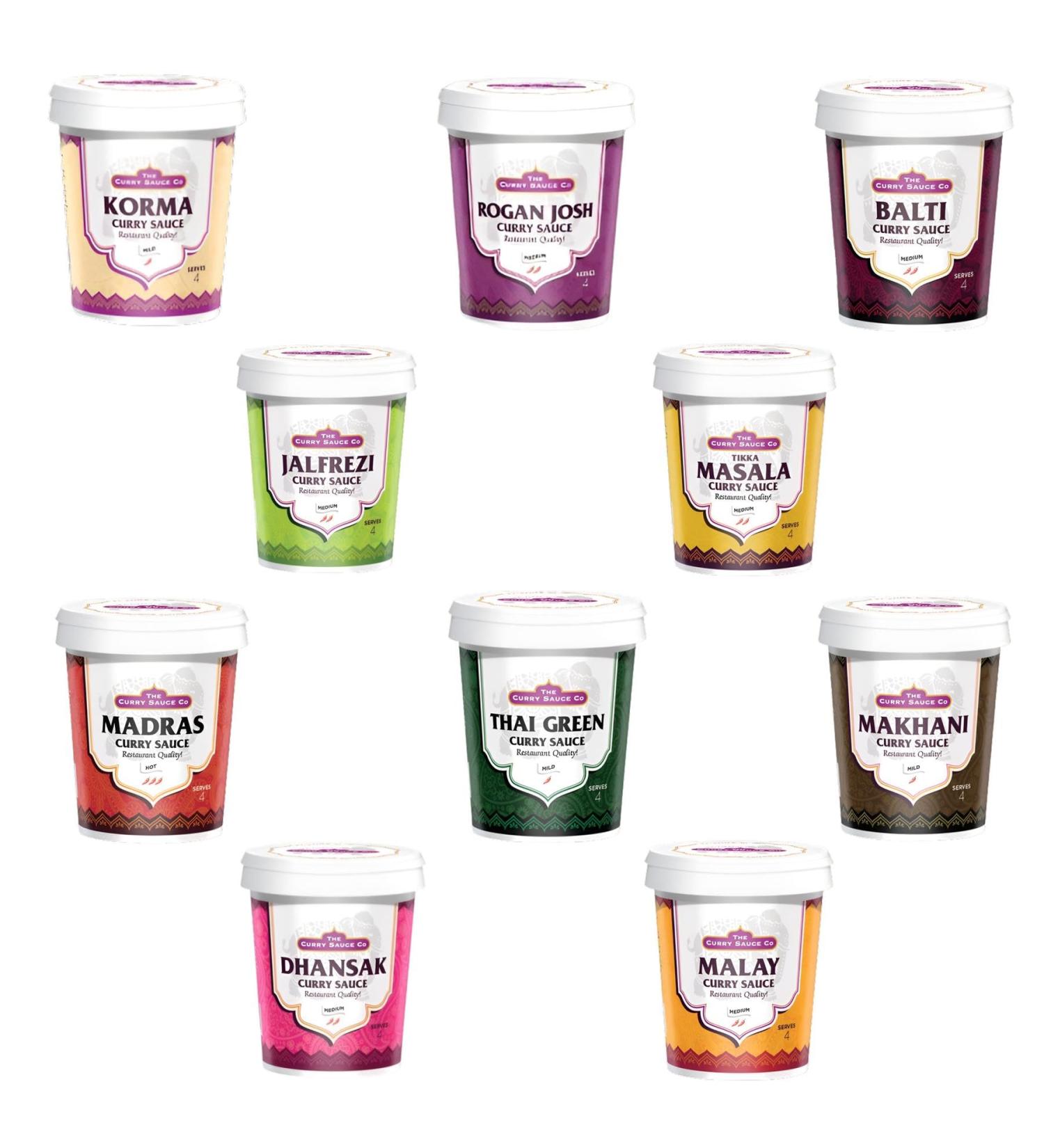 Curry Sauce Co Pick N Mix - Create Custom Sauce Combo with 9+ Flavours | Balti Korma Thai Green Tikka Masala | Gift Set for Sauce Lovers - Pack of 5 (475g) - Buy Online on GoSupps.com