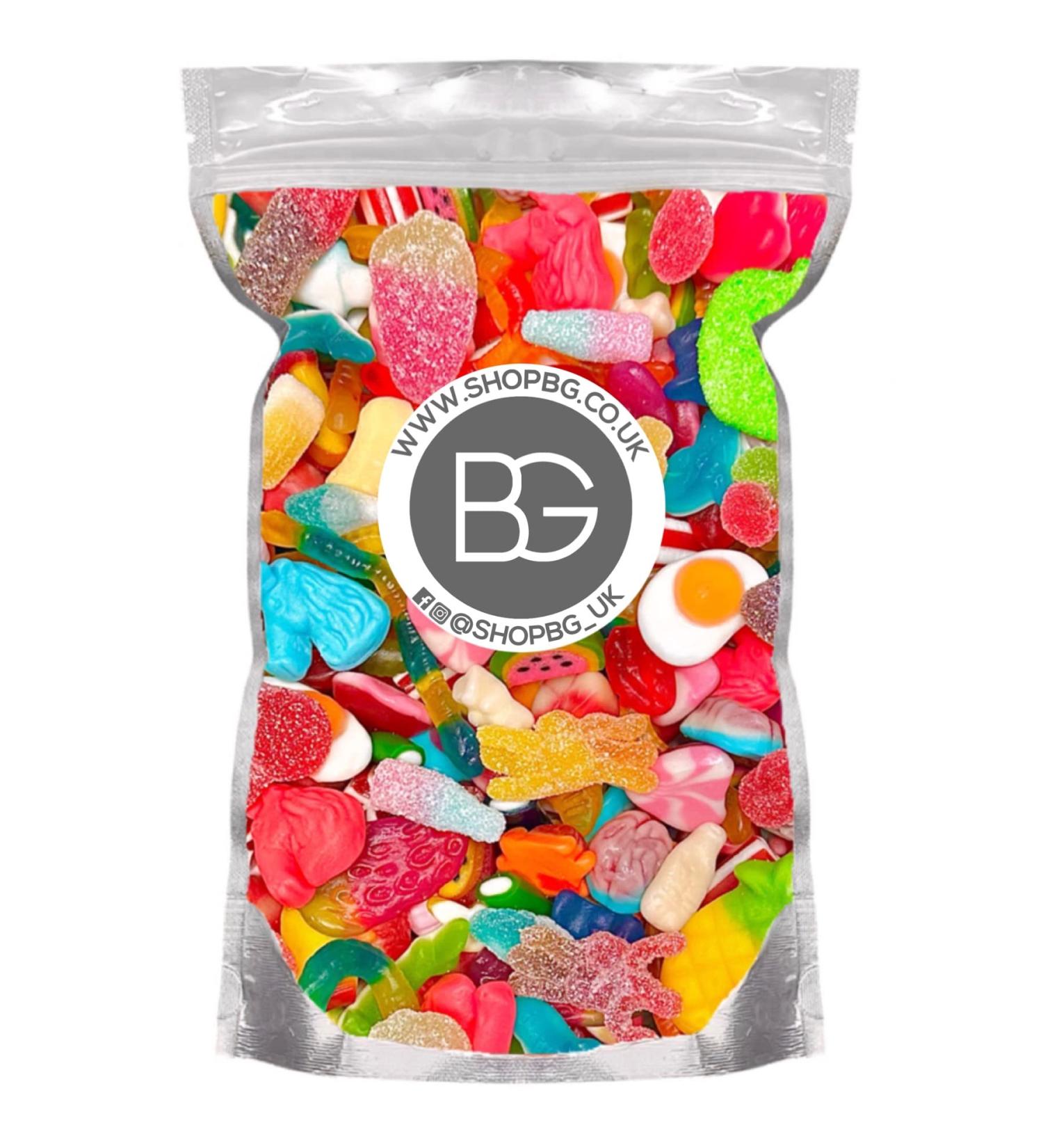 BG Mixed Quality Pick & Mix Sweets - Large Retro Candy Sweeties Assortment 1kg Pouch Gummy Jelly Fizzy Gift Chewy PicknMix - Buy Online on GoSupps.com