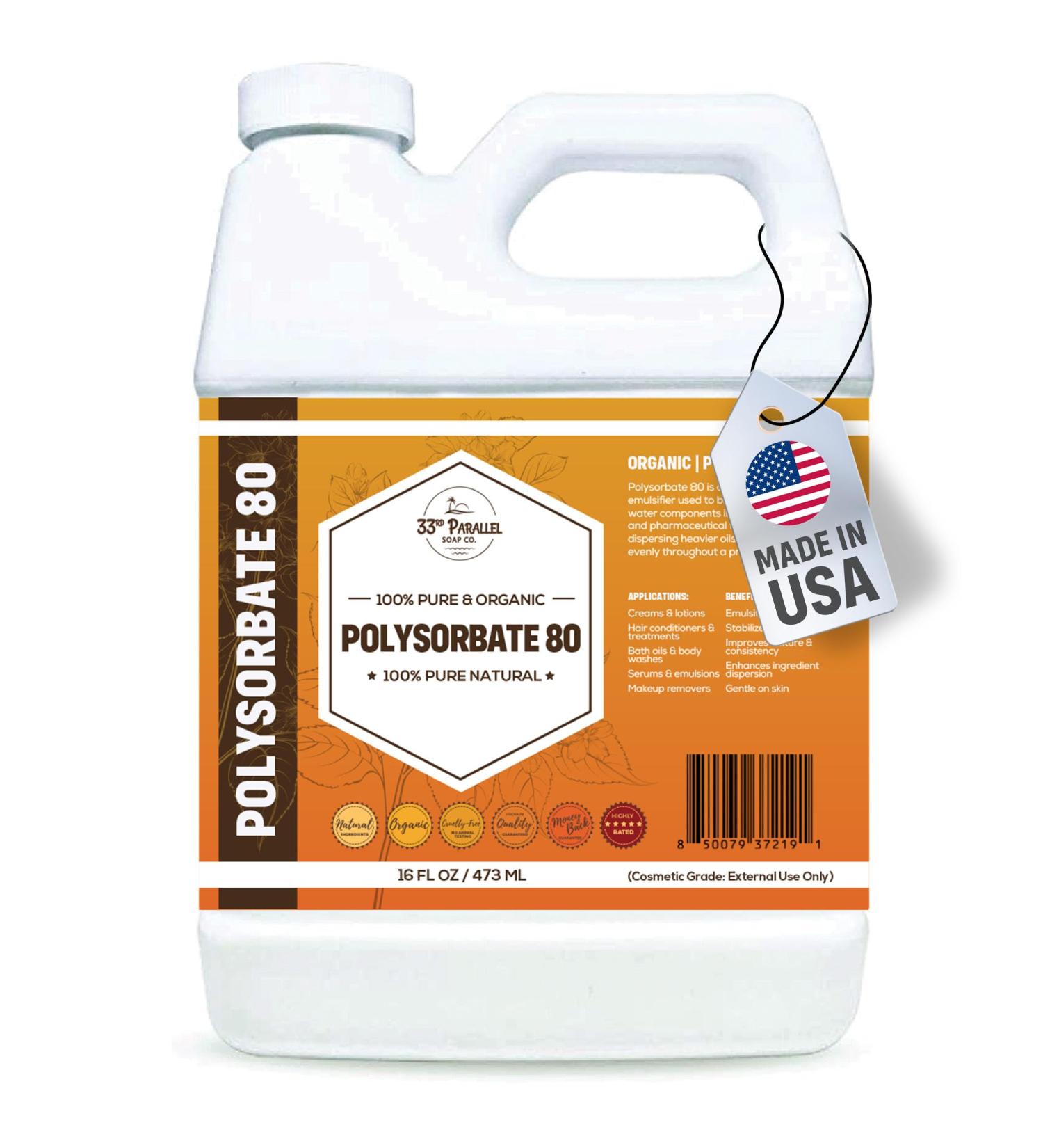 Polysorbate 80 (16oz) | Tween 80 Natural Emulsifier & Solubilizer for Essential Oils, Fragrances, Lotions, Shampoos & Bath Products | Sorbitan Oleate | Improves Clarity & Stability | 16 OUNCES - Buy Online on GoSupps.com