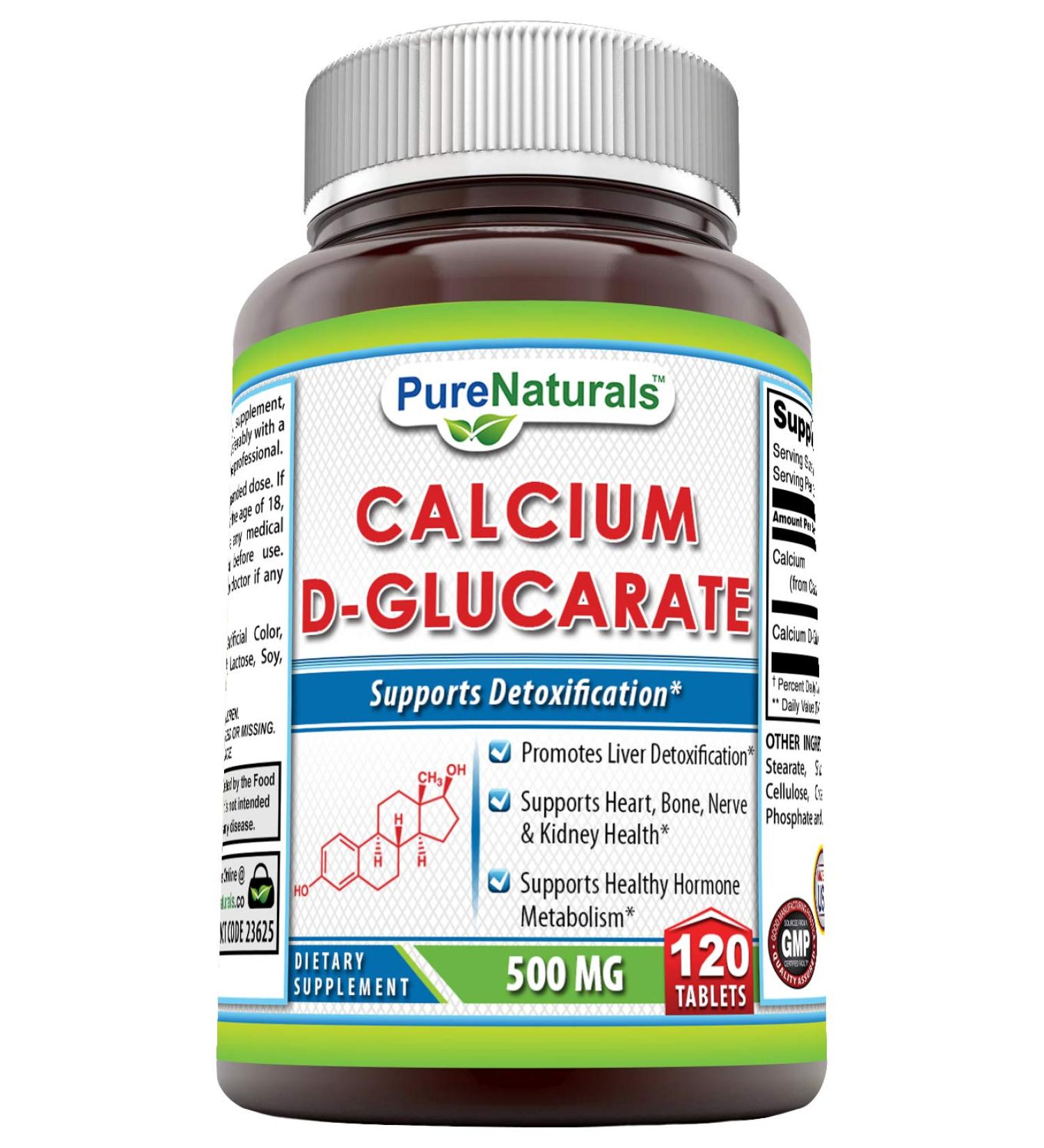 Pure Naturals Calcium D-Glucarate 500mg (120 Tablets) - Supports Liver & Kidney Detoxification - Buy Online on GoSupps.com