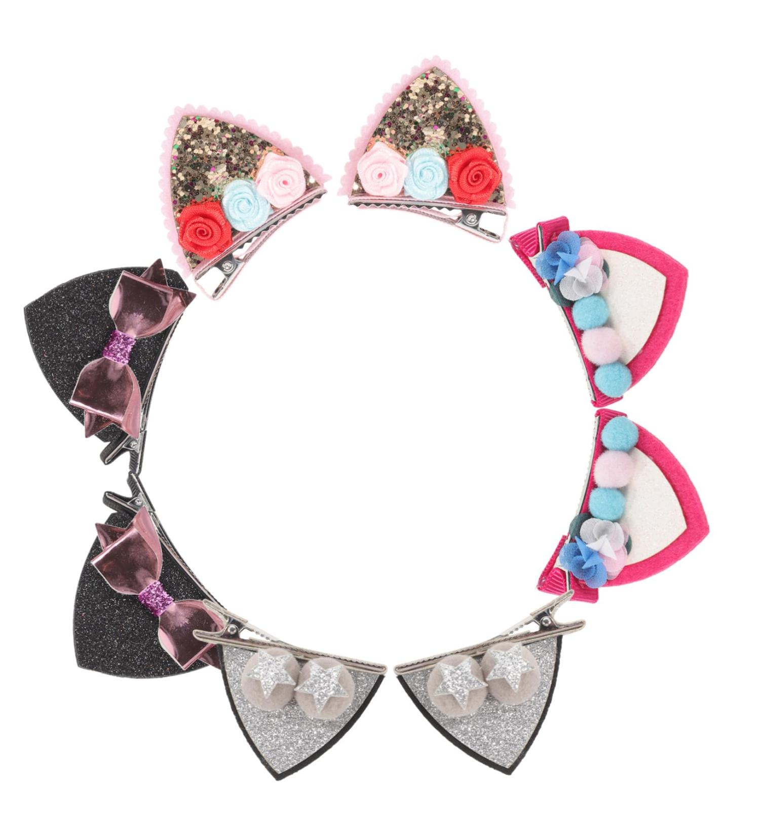 FAVOMOTO 4 Pairs Animal Ear Hair Barrette Hair Accessories for Hair Barrette Hair Barrette Cat Ears Hairpins Barrette Sequin Hair Clips Cute Cloth - Buy Online on GoSupps.com