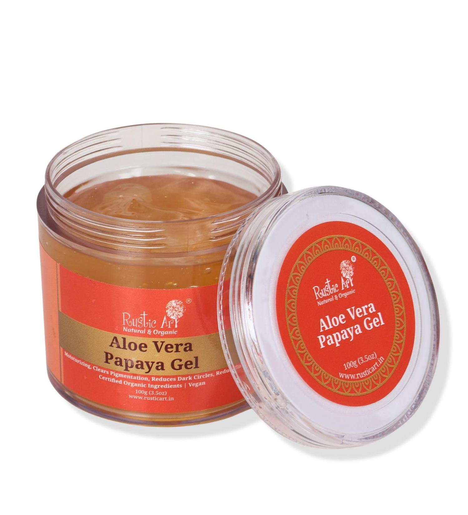 Papaya Aloe Vera Gel Moisturizer with Niacinamide & Vitamin E | Hydrating Oil-Free Gel for Face & Body | All Skin Types | 100g - Buy Online on GoSupps.com