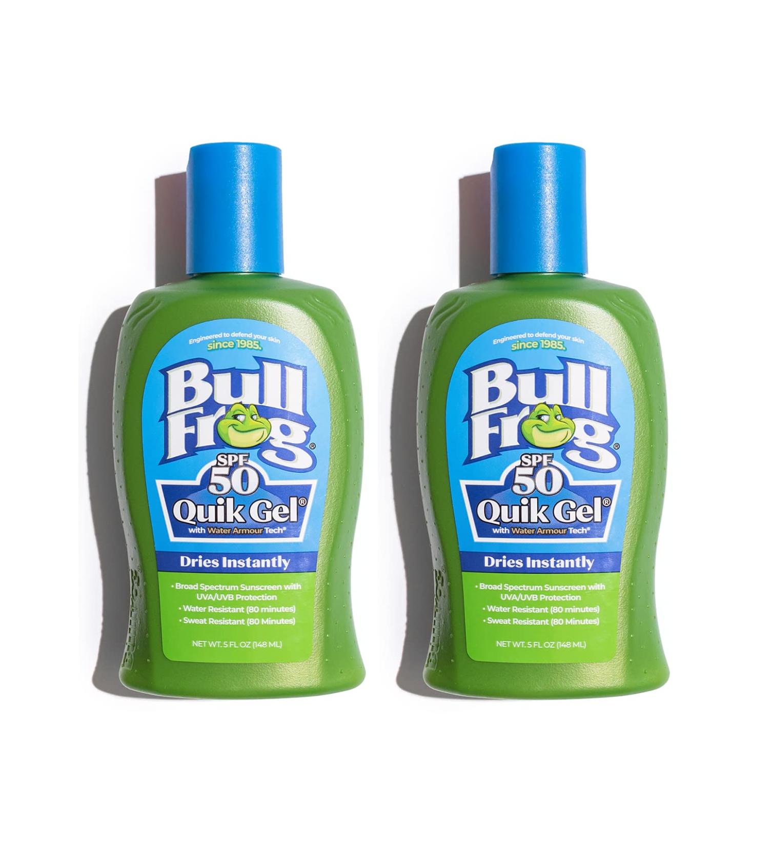 Bullfrog Quik Gel Sunscreen SPF 50 | Oxybenzone & Octinoxate Free | Broad Spectrum Moisturizing UVA/UVB, 5oz, 2 pack - Buy Online on GoSupps.com