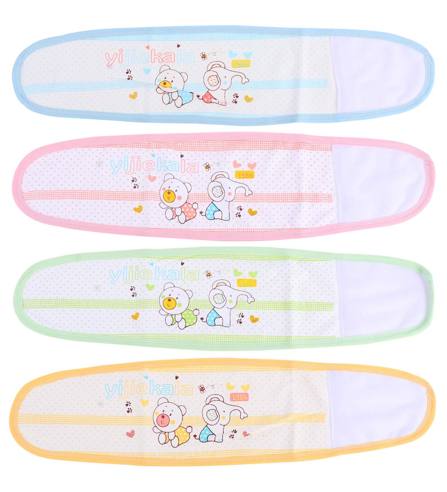 HEALLILY Baby Belly Button Band 4pcs - Cotton Umbilical Cord Infant Belly Band for Newborns | Cartoon Soft Navel Binder for Babies - Buy Online on GoSupps.com